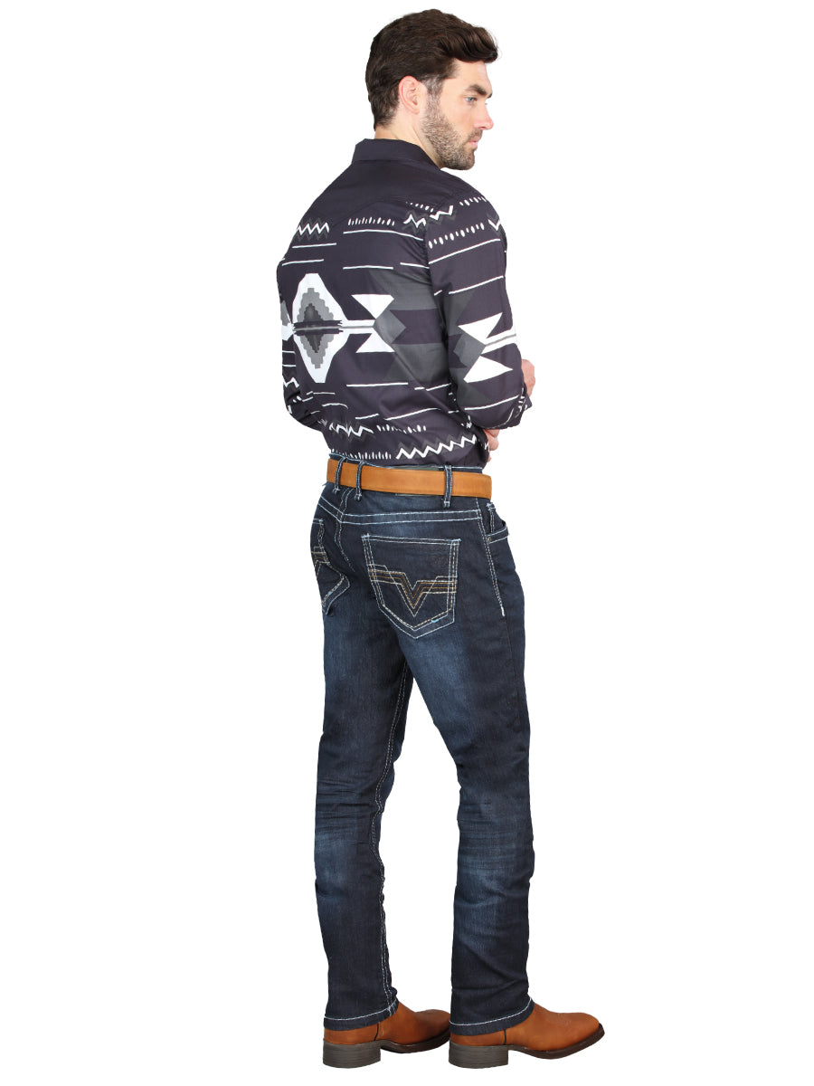 El Norteño Mens Skinny Stretch Denim Pants - Dark Blue 126635