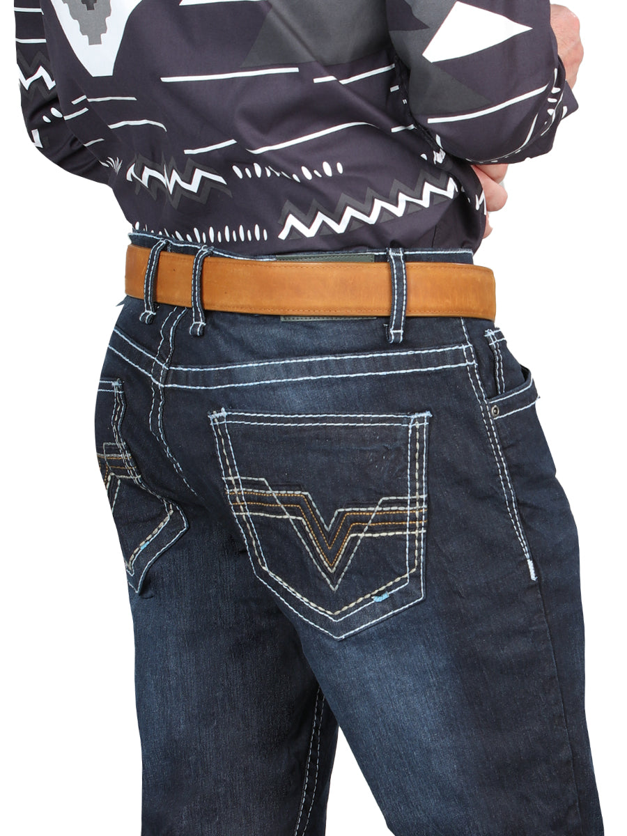 El Norteño Mens Skinny Stretch Denim Pants - Dark Blue 126635