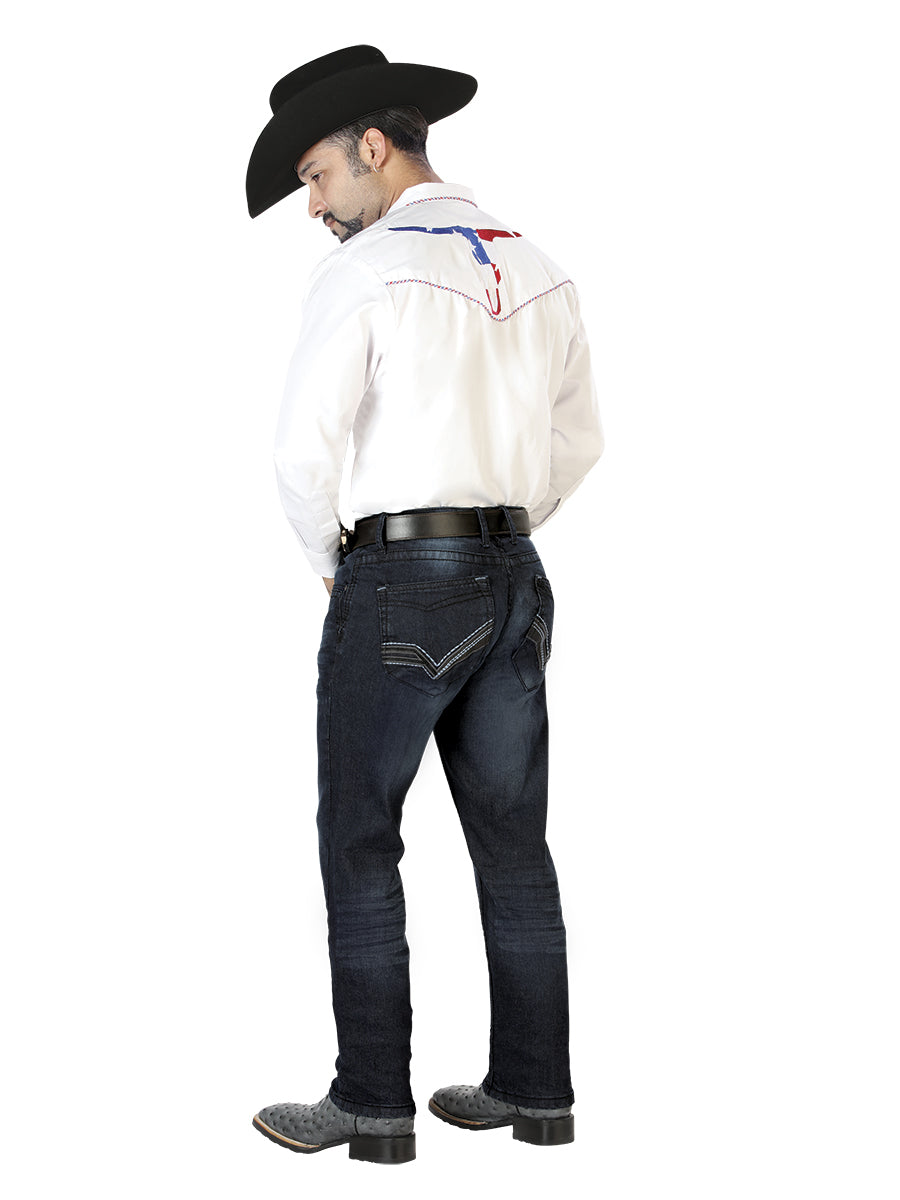 El Señor de los Cielos Mens US Bull Embroidery Shirt - White/Red