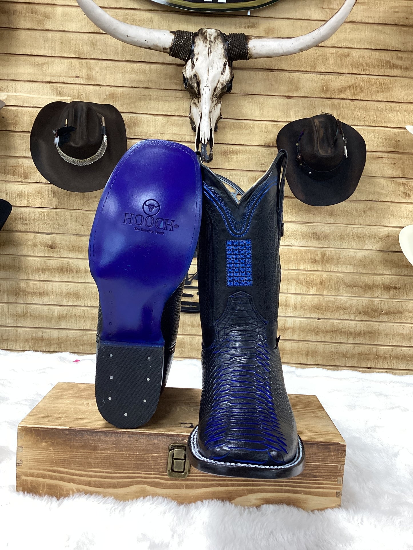 Hooch Mens Python Print Boot - Blue