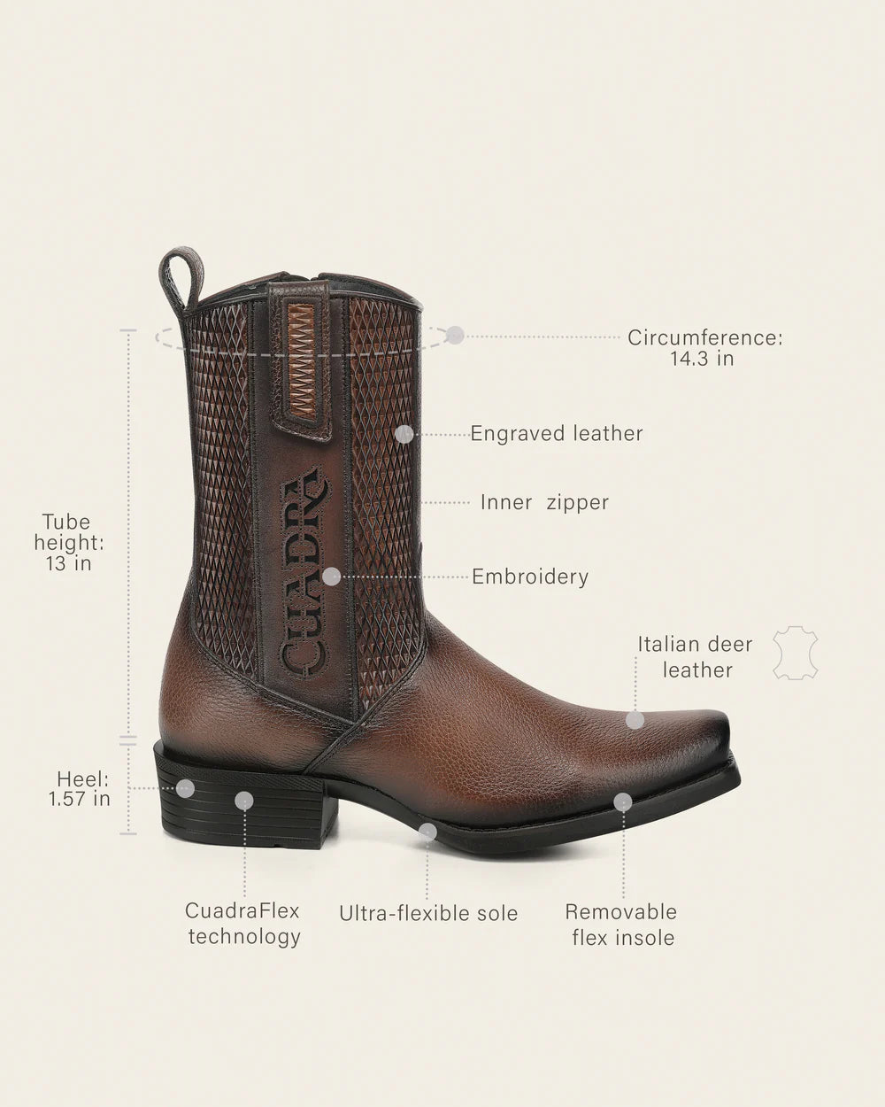 Cuadra Mens Italiano Urbano Deer Boot - Honey CC298