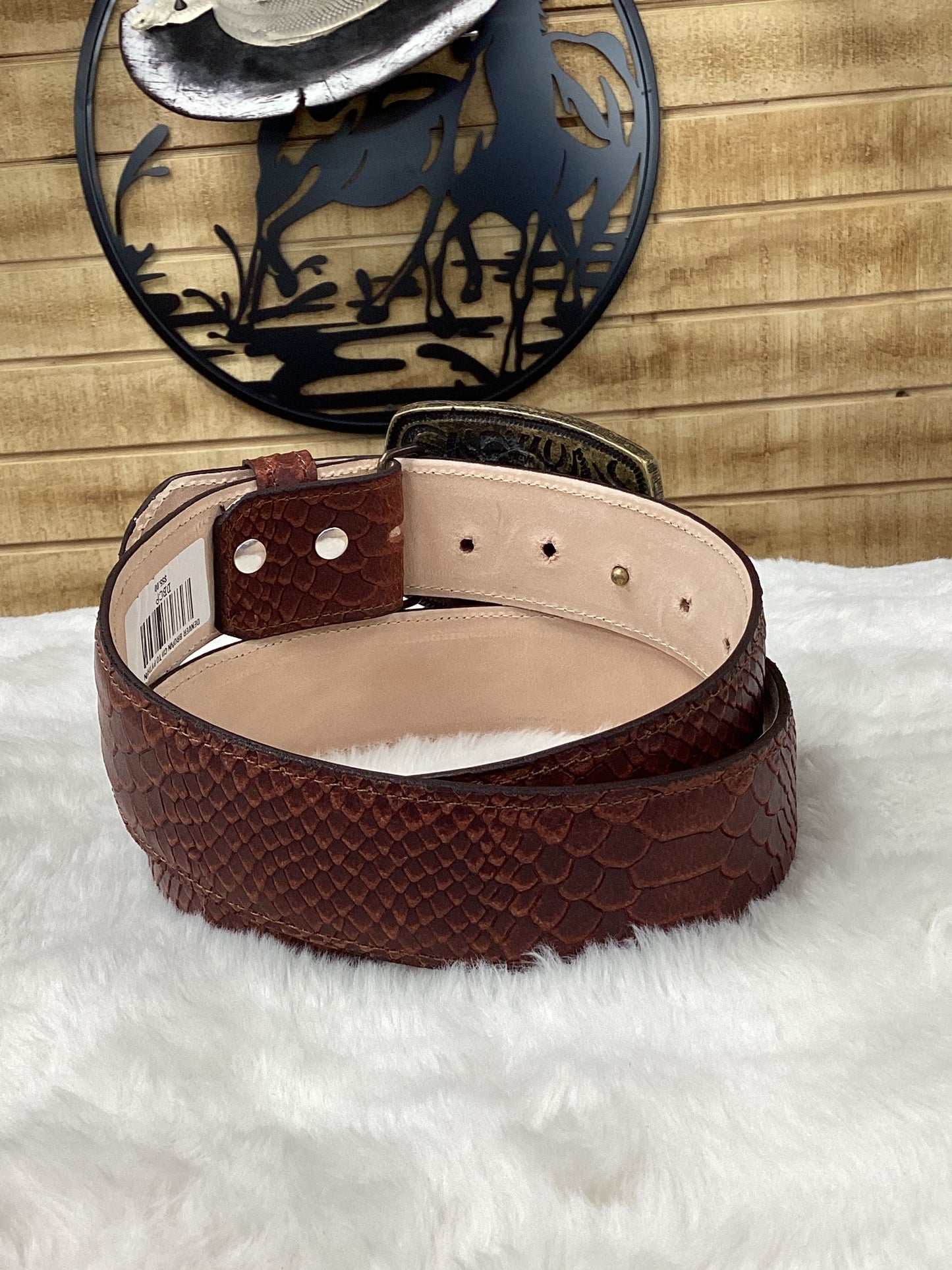 Denver Python Print Belt - Marron