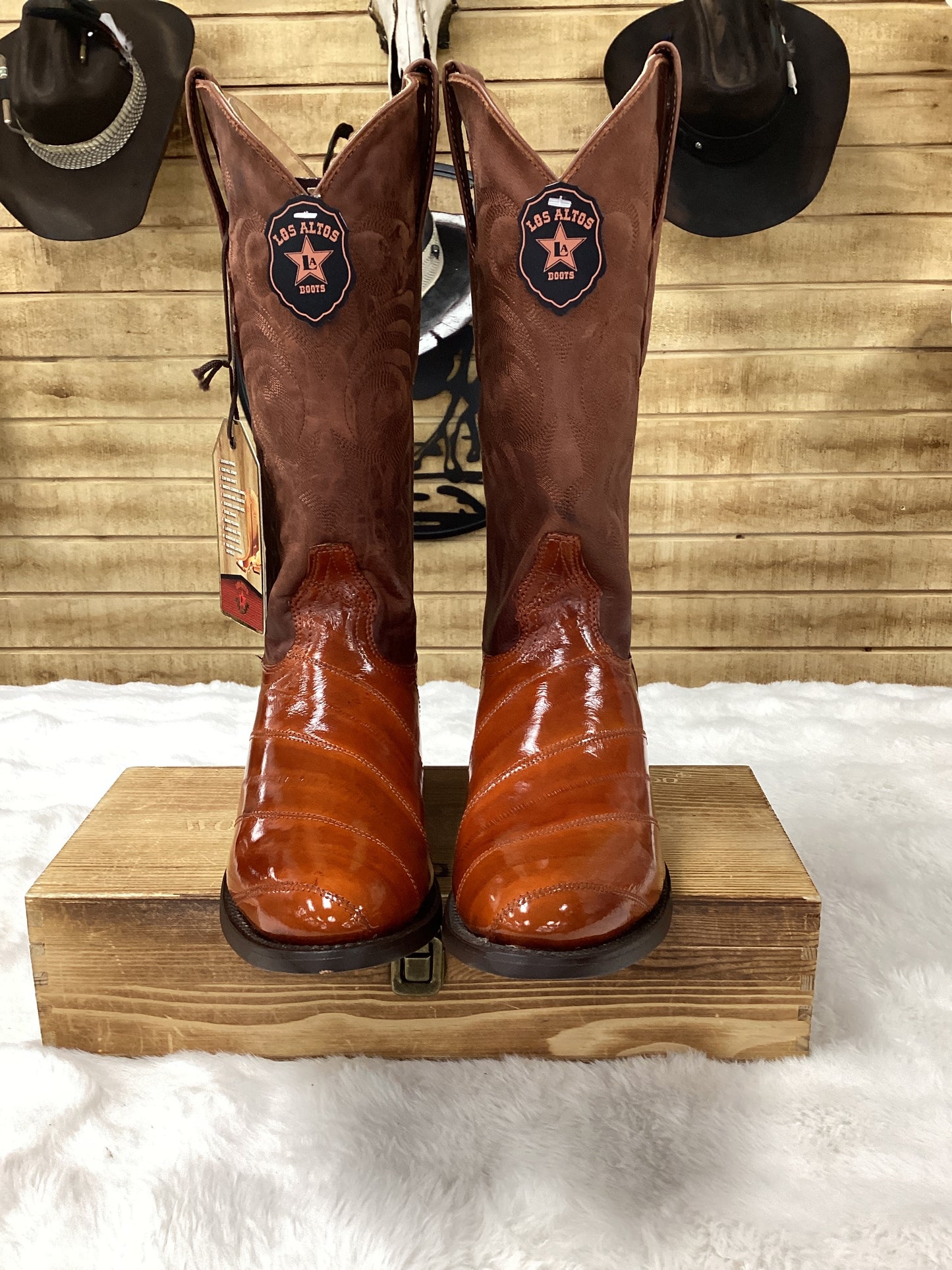 Los Altos MenS Boot Eel Round Toe (Cognac)