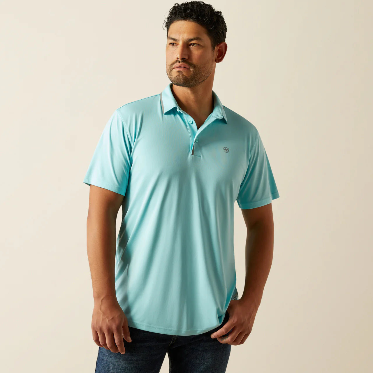 Ariat Mens Welded TEK Fitted Polo - Angel Blue