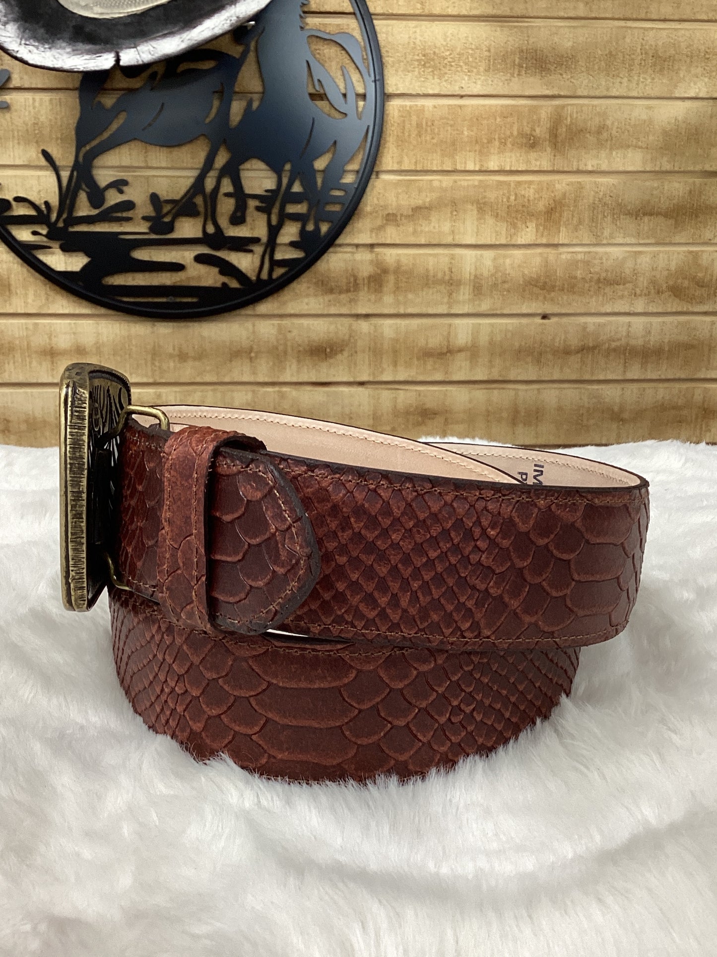 Denver Python Print Belt - Marron