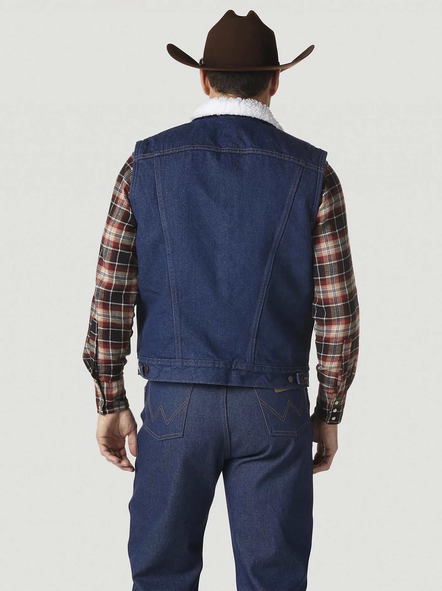 Wrangler Mens Sherpa-Lined Denim Vest