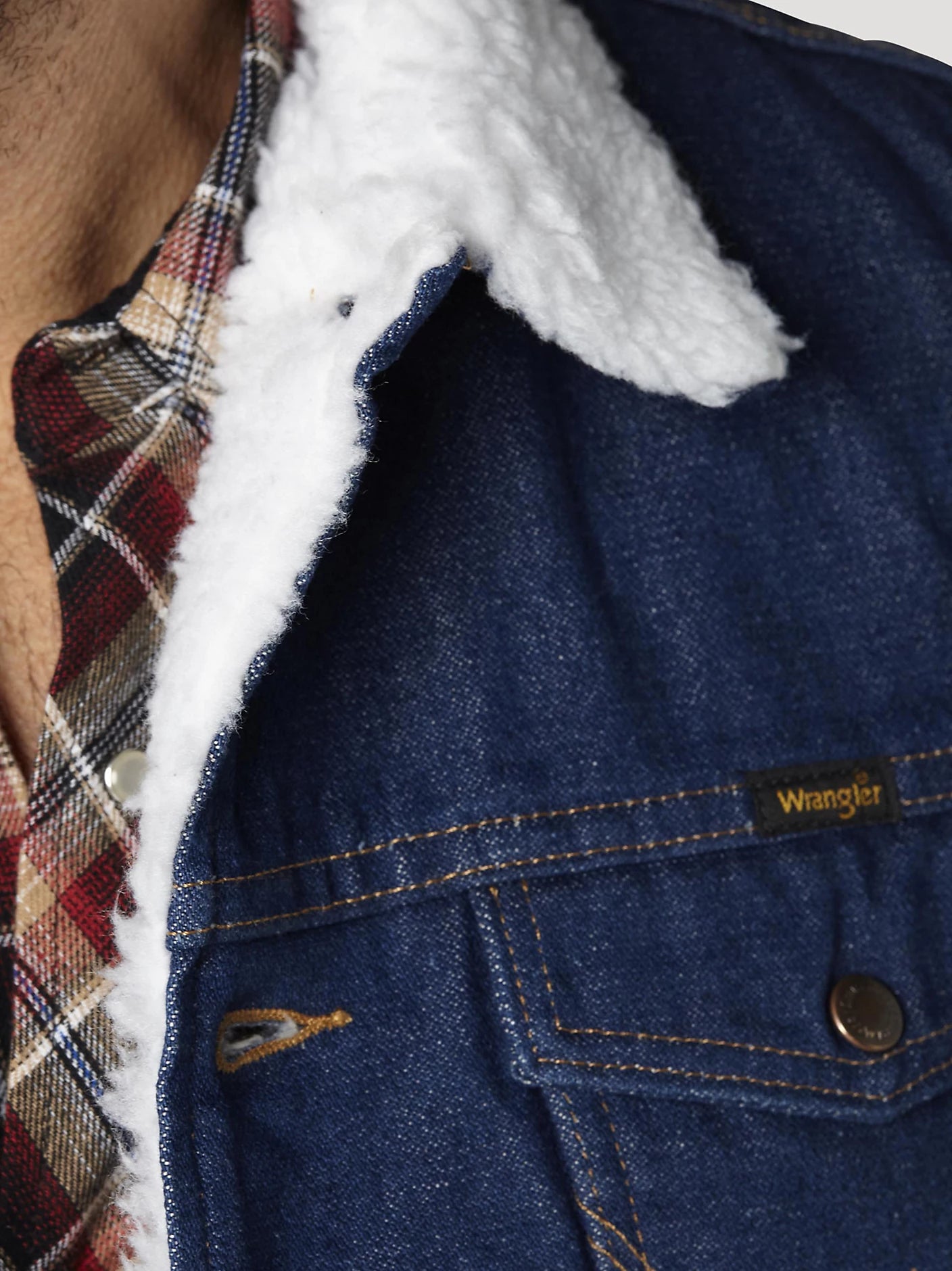 Wrangler Mens Sherpa-Lined Denim Vest