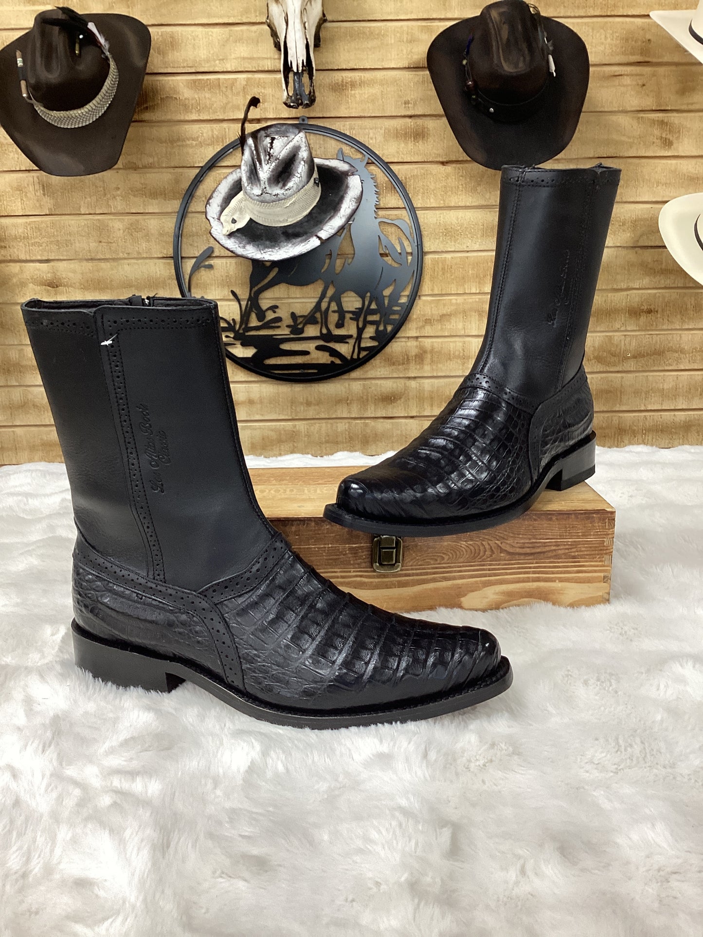 Los Altos MenS Boot Low Shaft Caiman Belly Boot (Black)