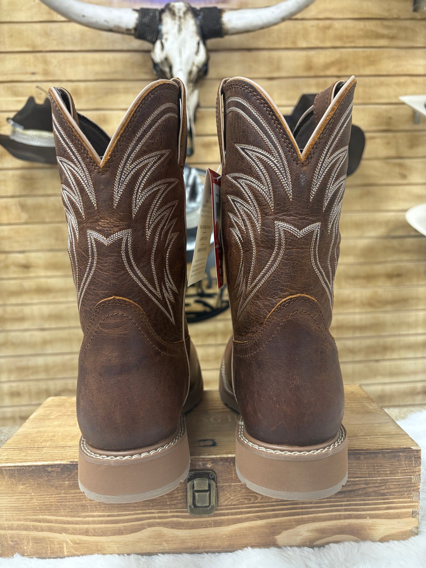 Justin Mens Driller Pecan Brown Water Buffalo Boots