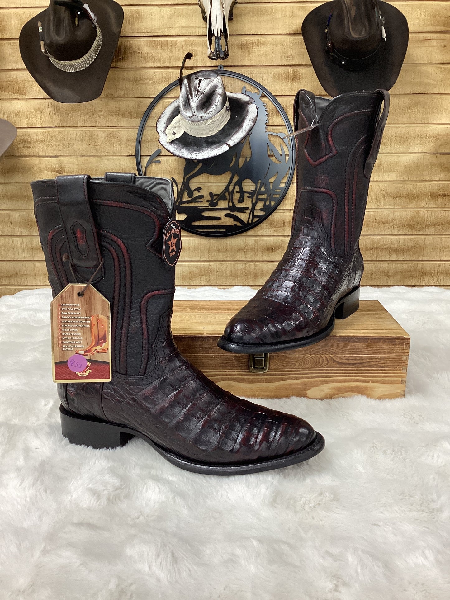 Los Altos MenS Low Shaft Caiman Belly Boot (Black Cherry)