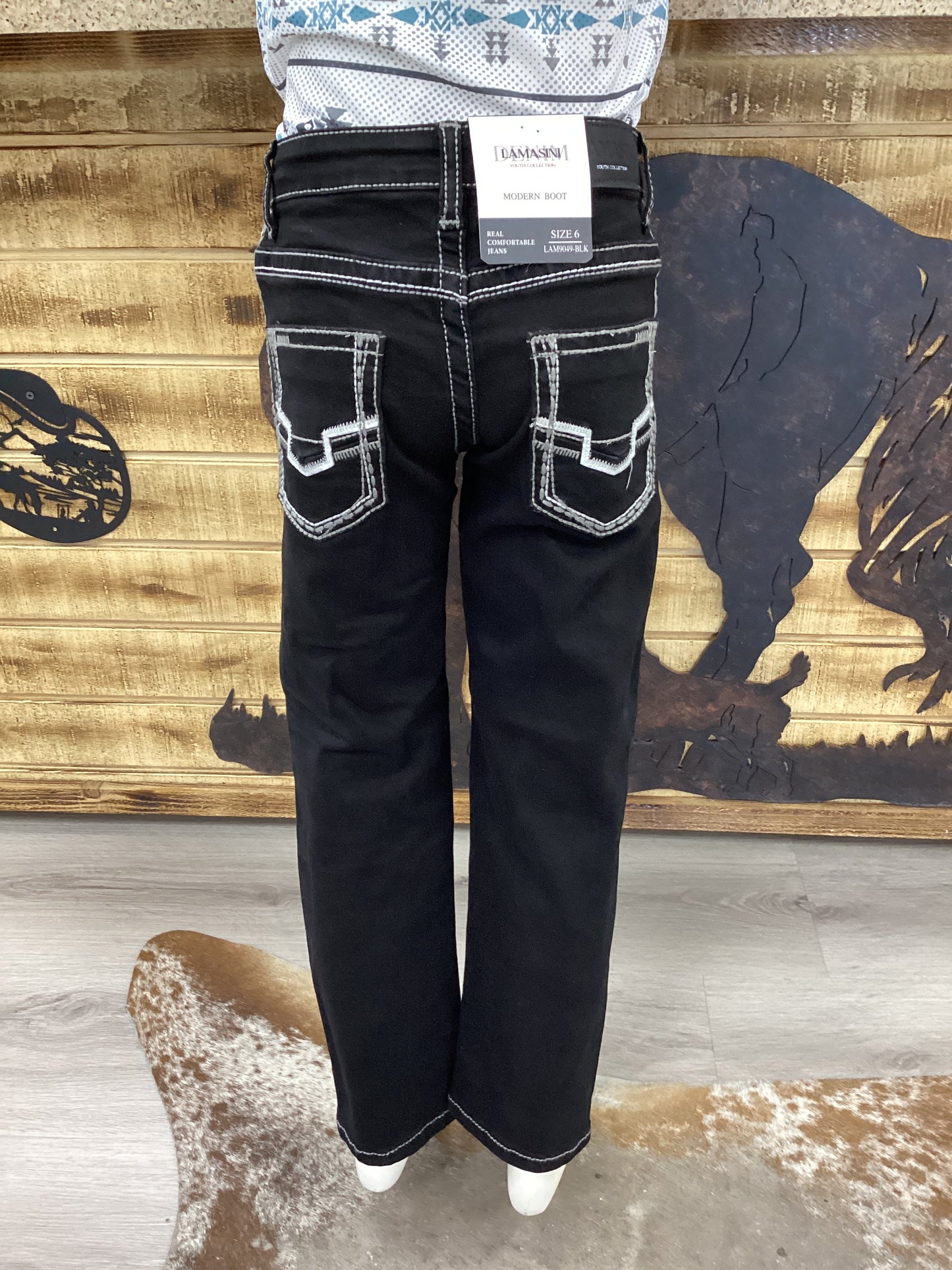Lamasini Youth Modern Boot Black Jeans 3493