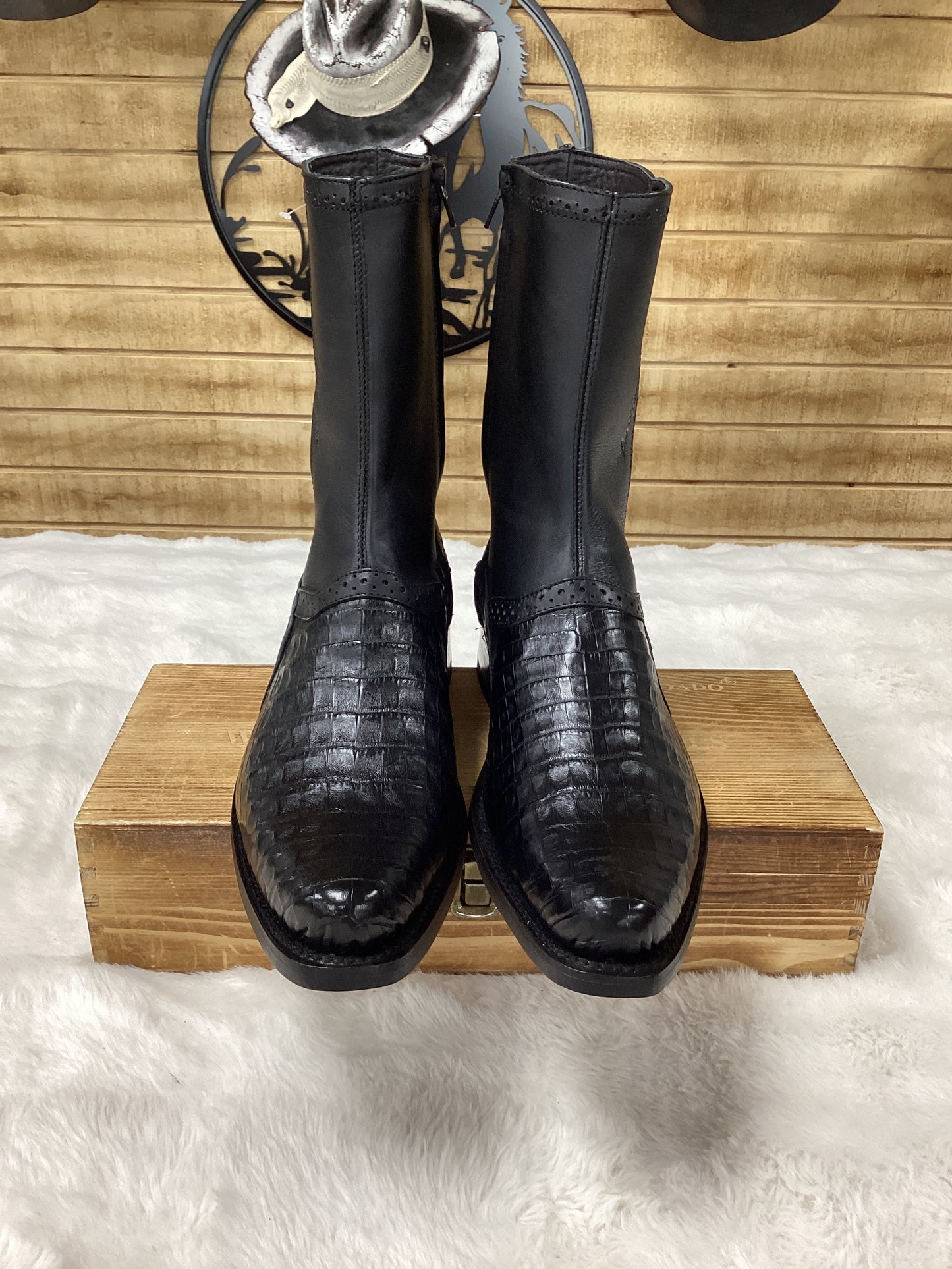 Los Altos MenS Boot Low Shaft Caiman Belly Boot (Black)