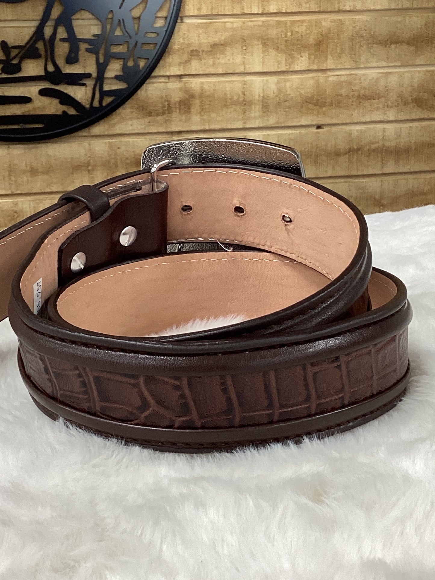 Denver Crocodile Print Belt - Marron