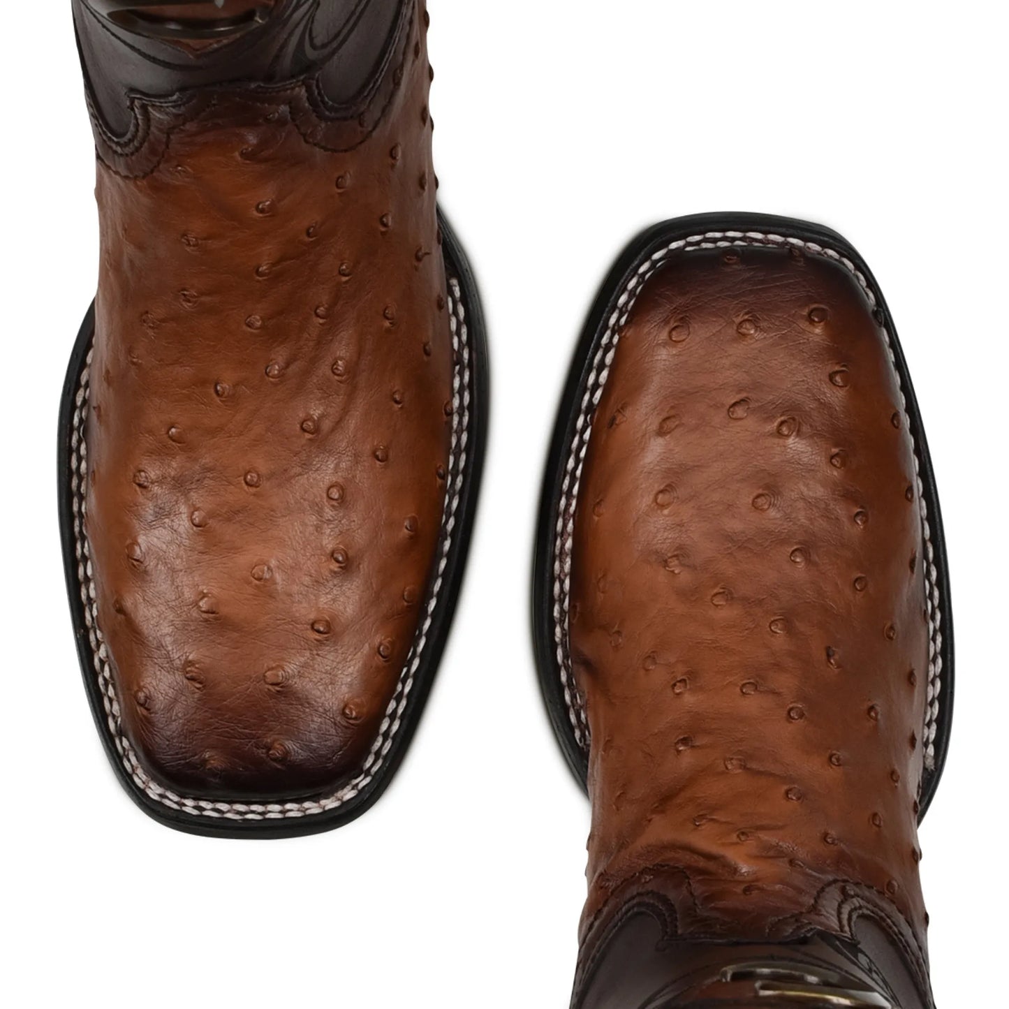 Cuadra Mens Engraved Ostrich Western Boot - Brown cu457