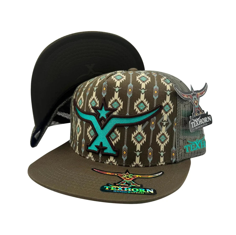 Texhorn Aztec Print Turcker Hat Gorra - Olive