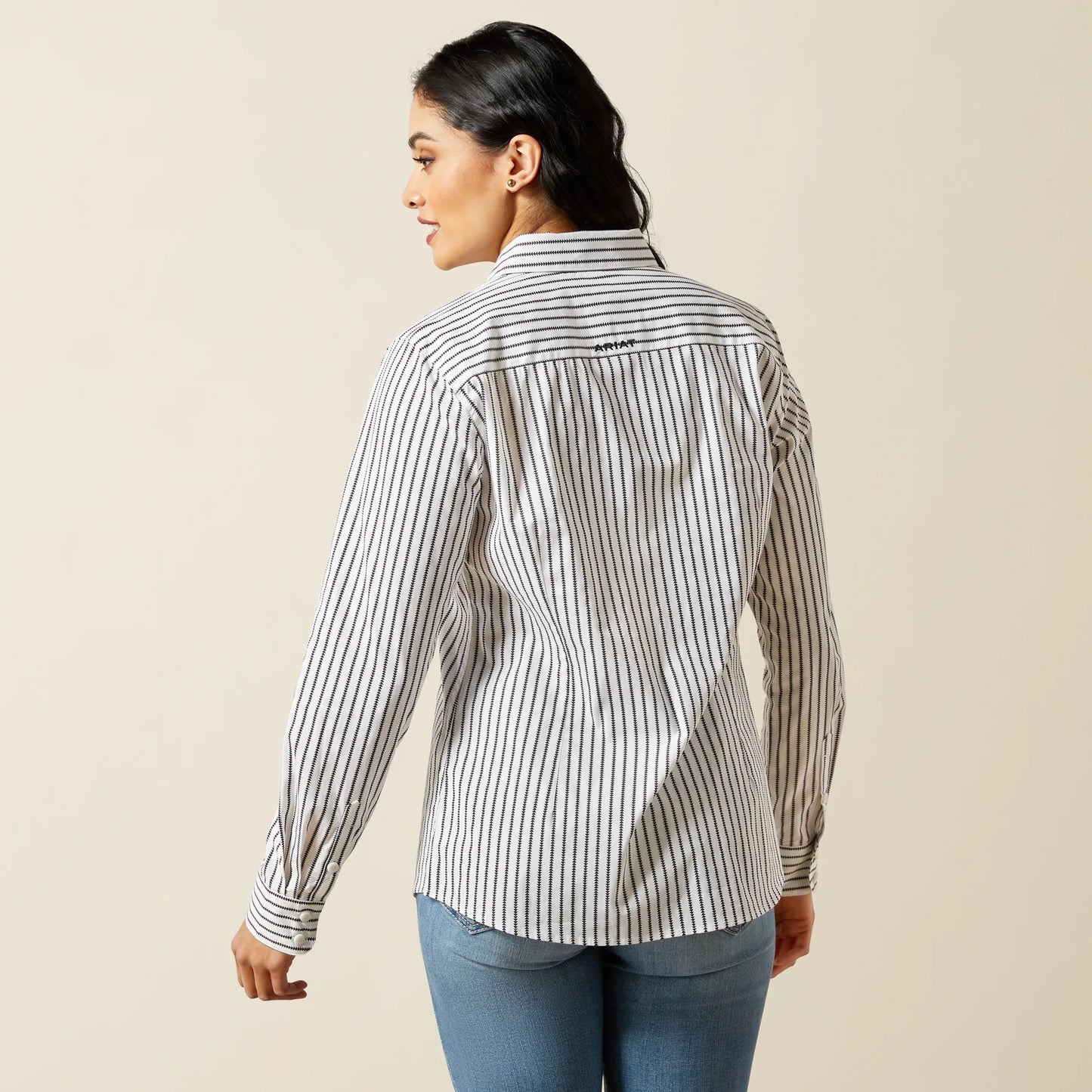 Ariat Womens Kirby Stretch Shirt - Black and White Triangle Stripe