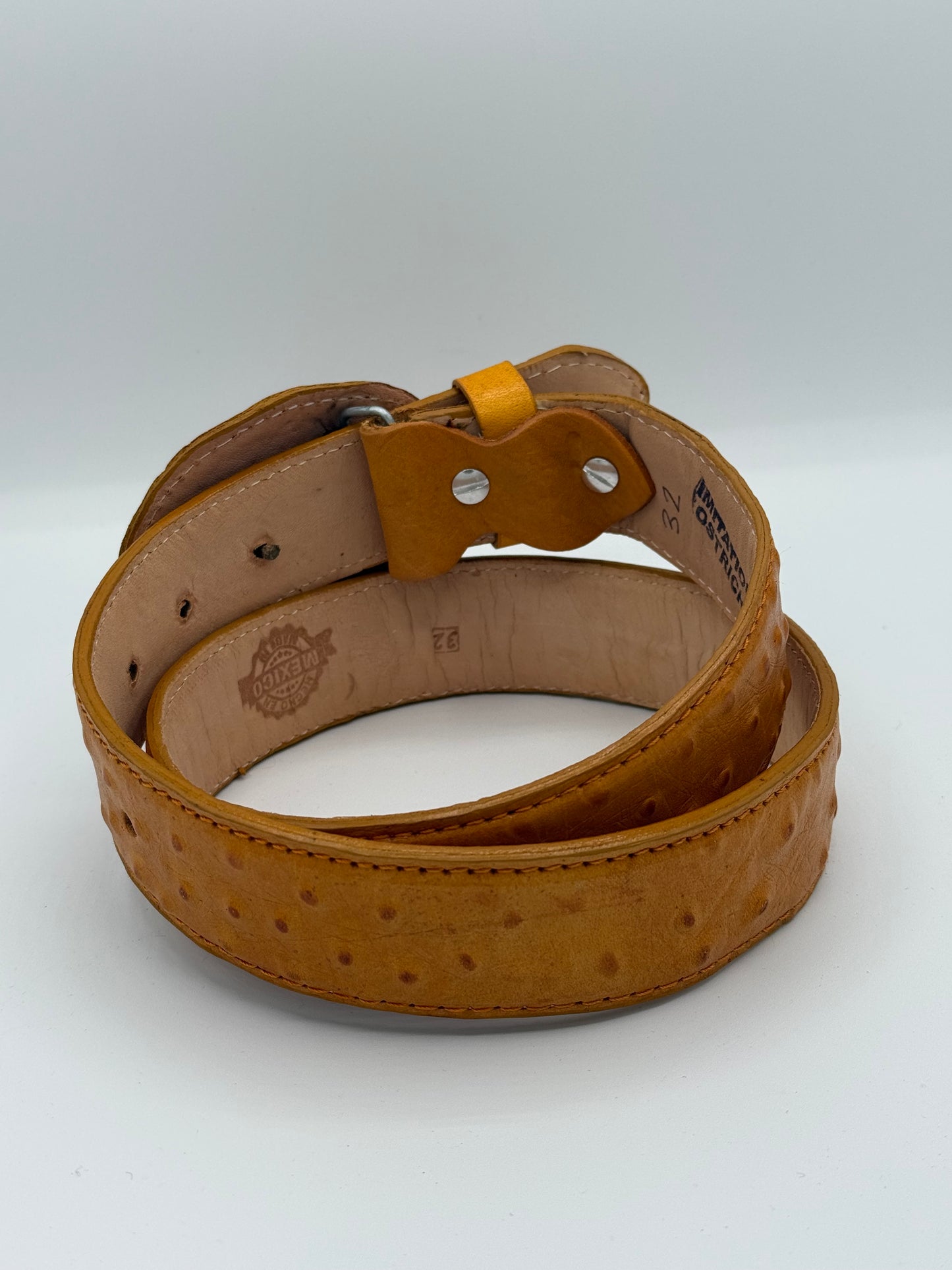 White Diamond Ostrich PRINT Belt