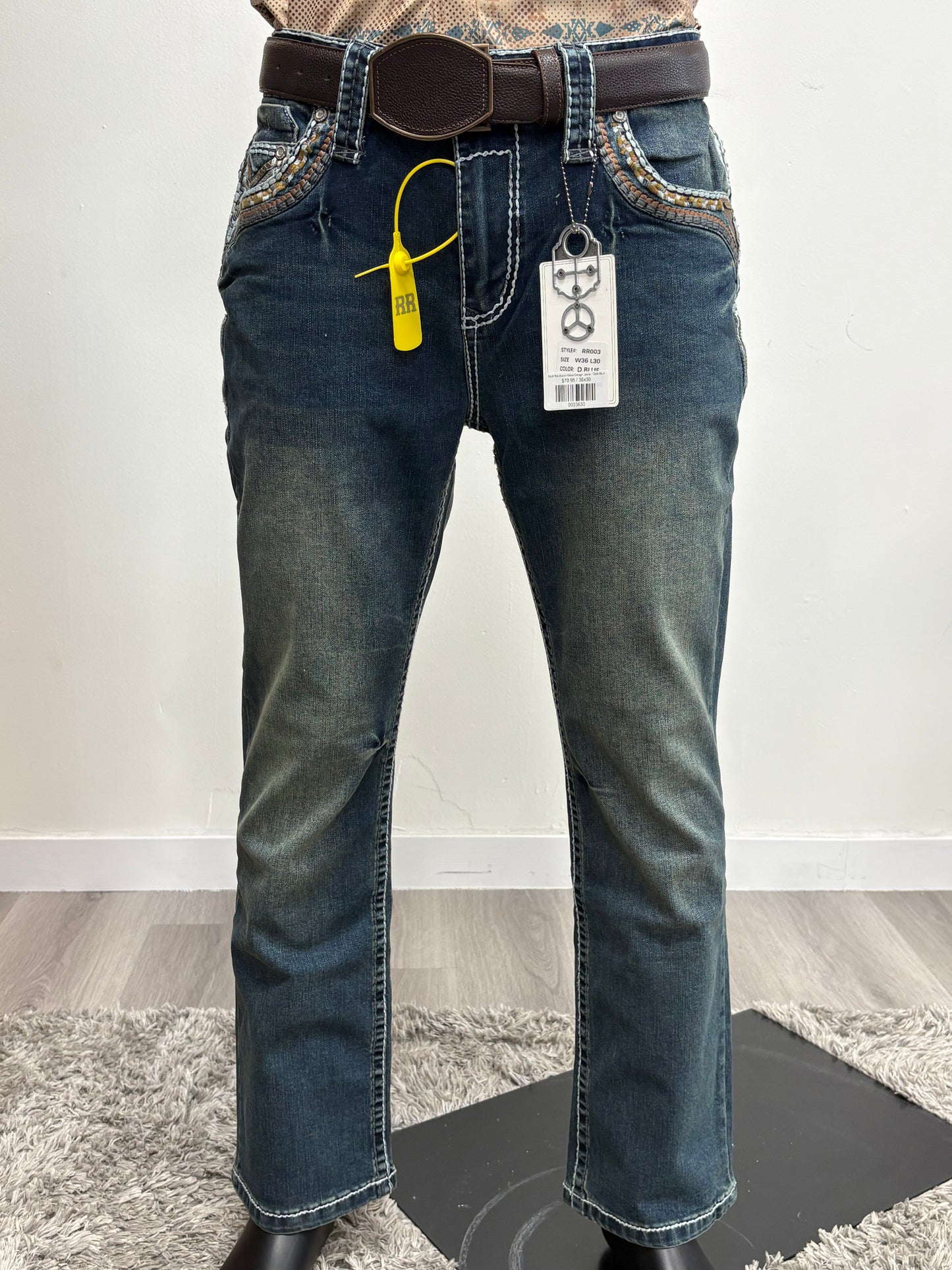 Rock Revolution Mens Design Jeans - Dark Blue R003