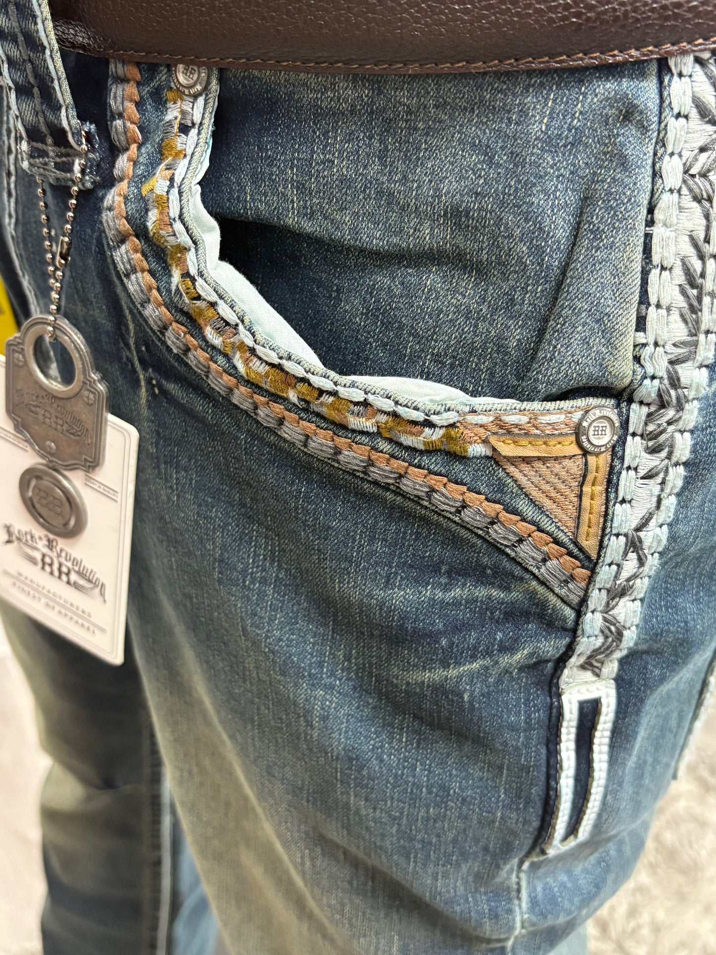 Rock Revolution Mens Design Jeans - Dark Blue R003
