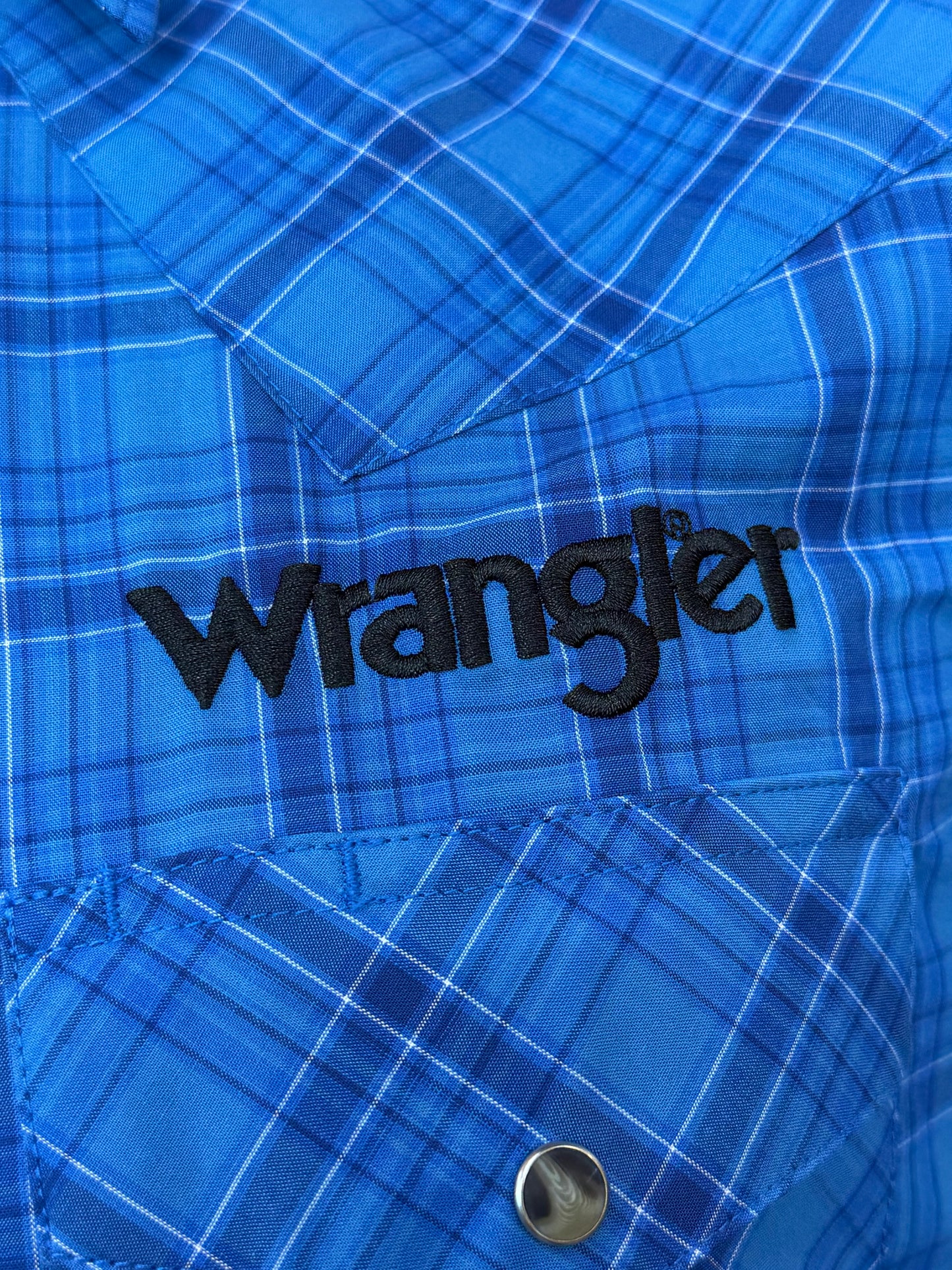 Wrangler Mens Logo Plaid Shirt - Blue