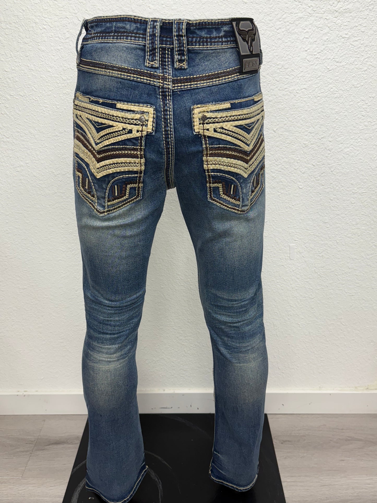 Lamasini Mens Marco Bootcut Jean -Medium Blue 26503