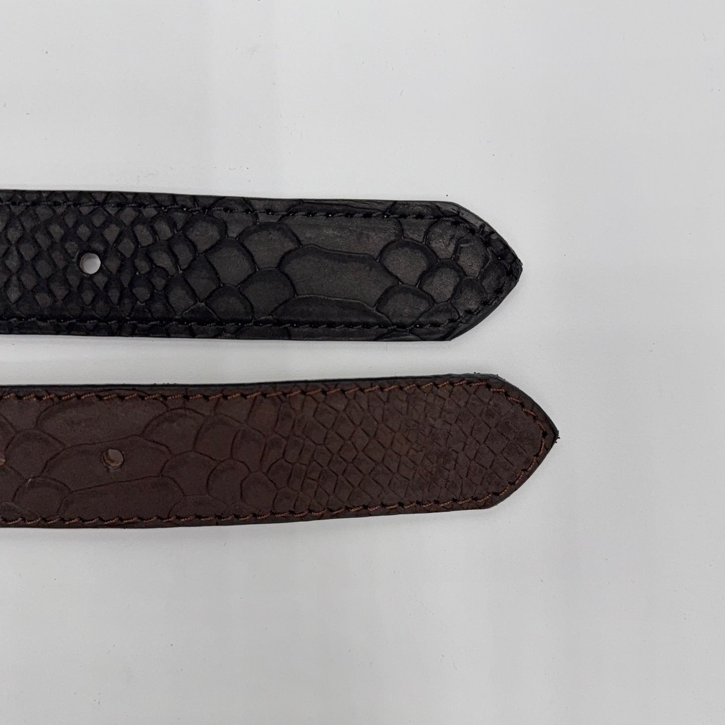 Kids Western Python Print Belt with Oval Frame Buckle – Black & Brown