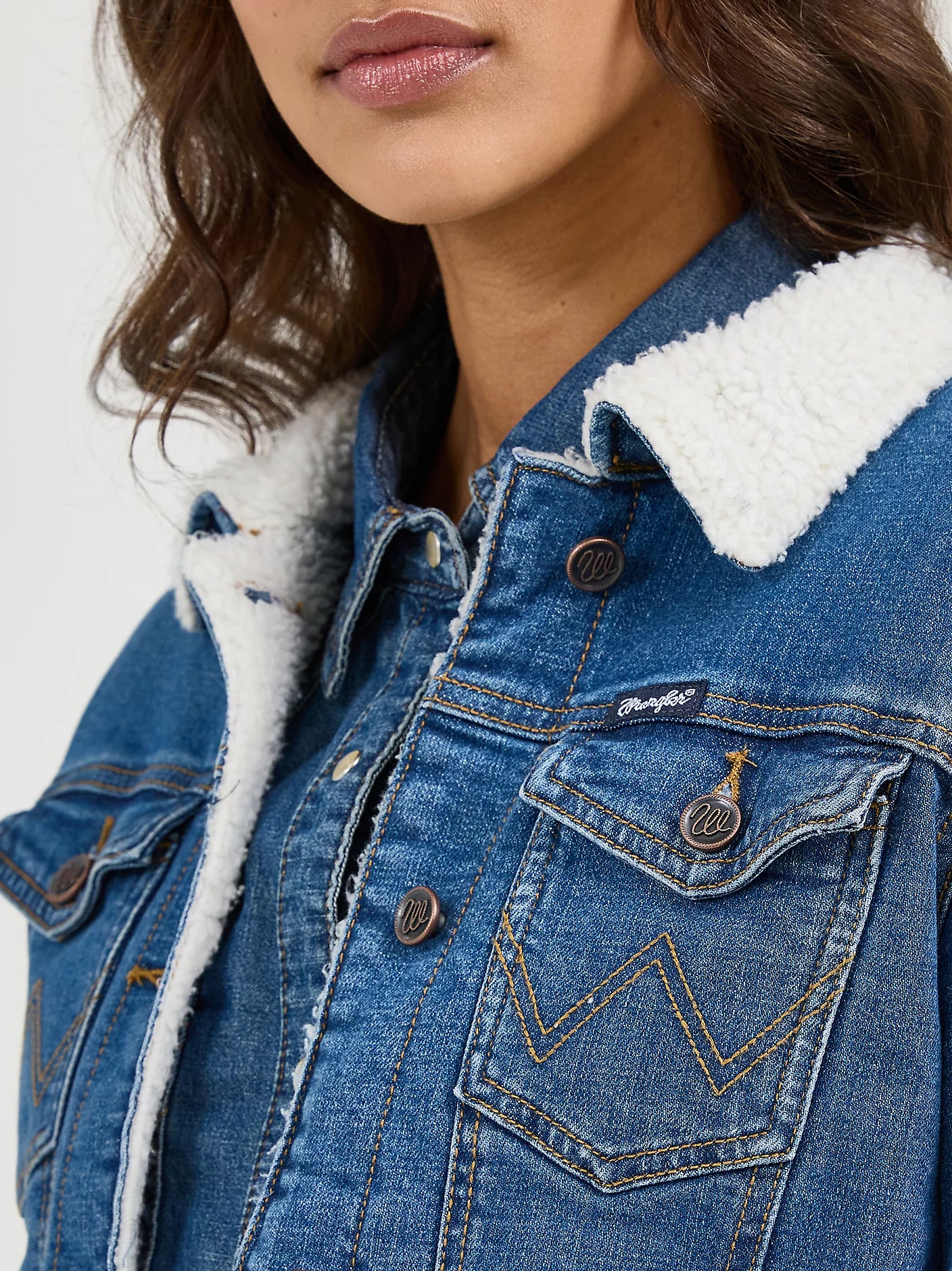 Wrangler Womens Wrangler Retro® Sherpa Lined Western Denim Jacket - Denim