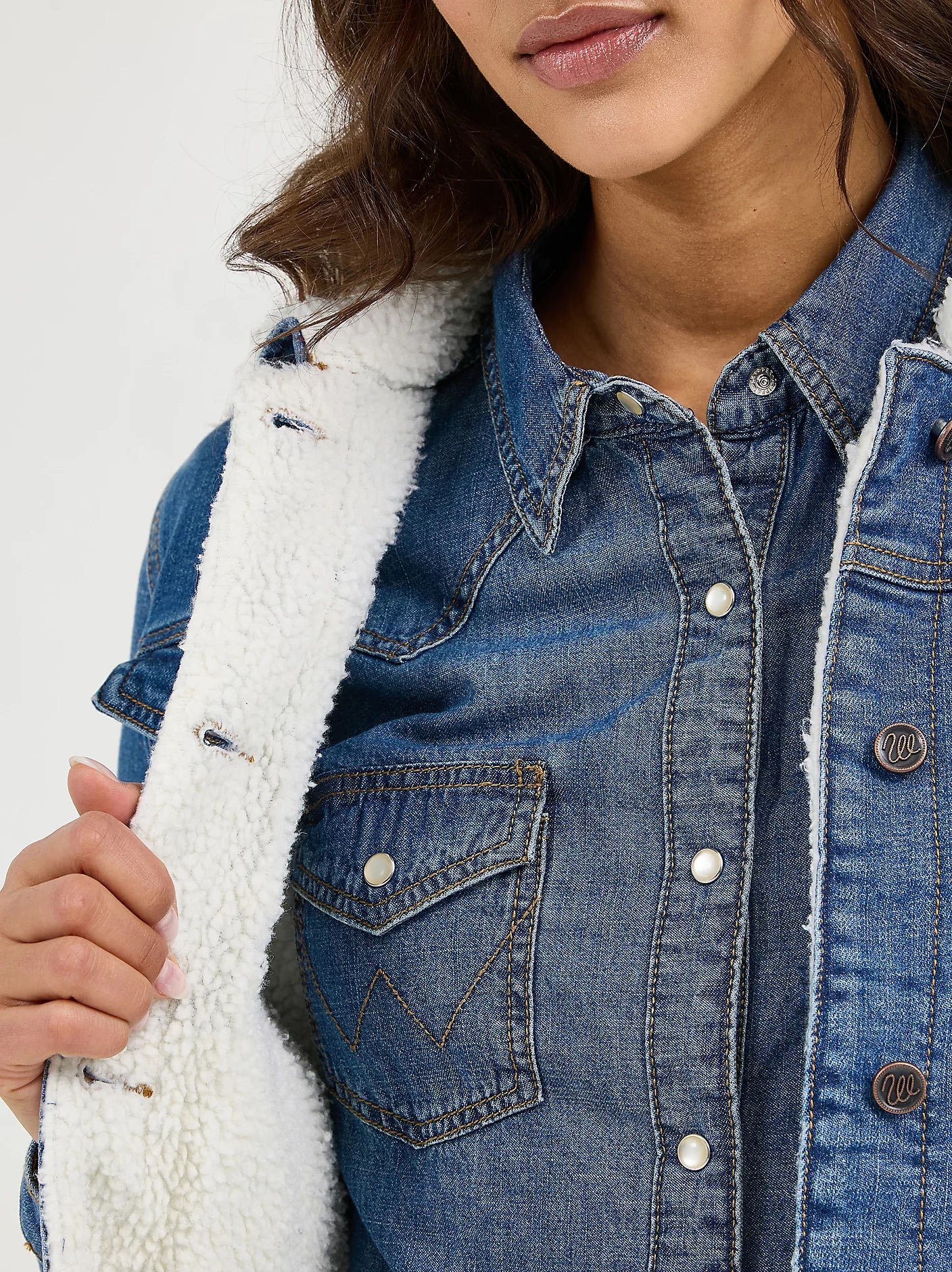 Wrangler Womens Wrangler Retro® Sherpa Lined Western Denim Jacket - Denim