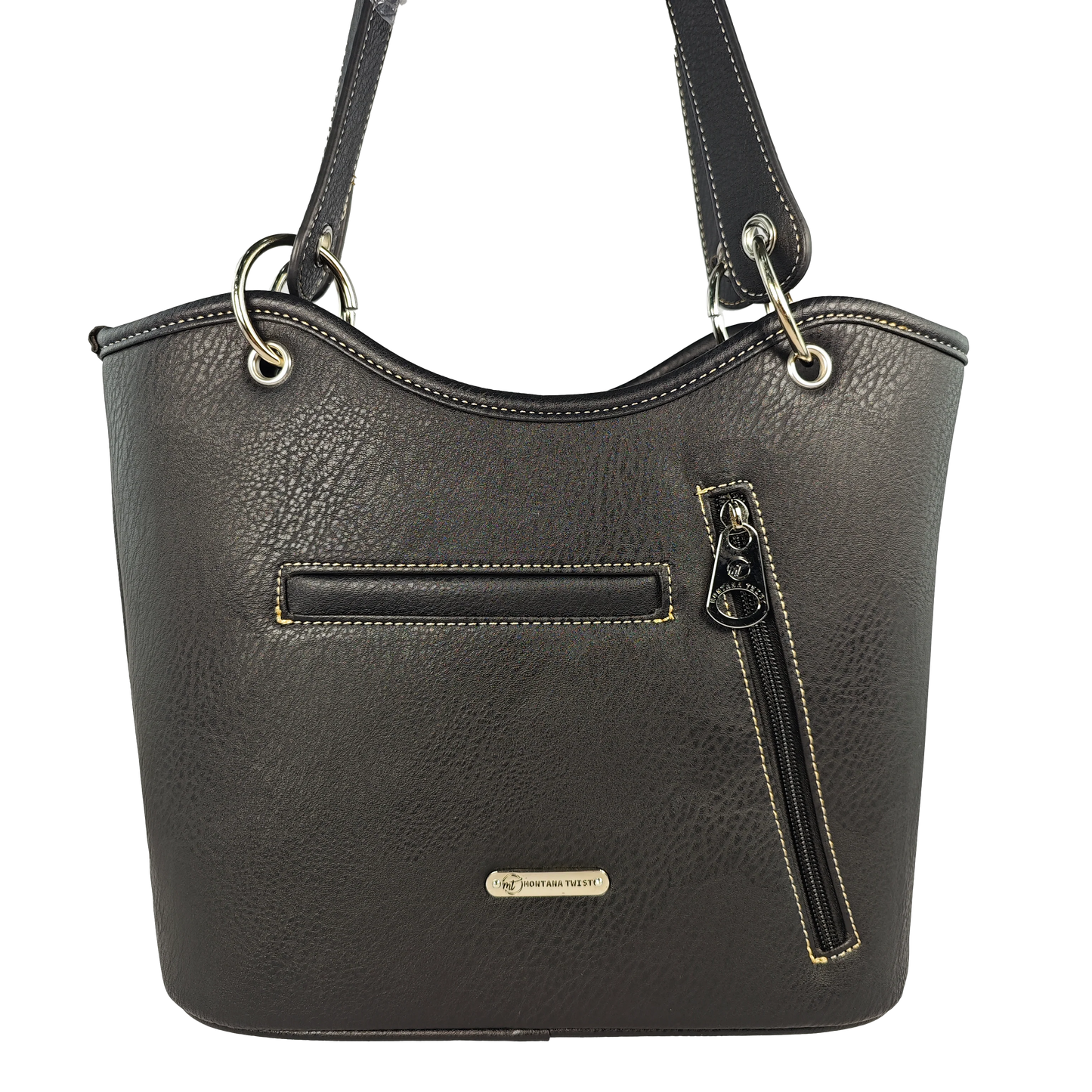 Montana Twist Embroidered Horse Handbag - Black