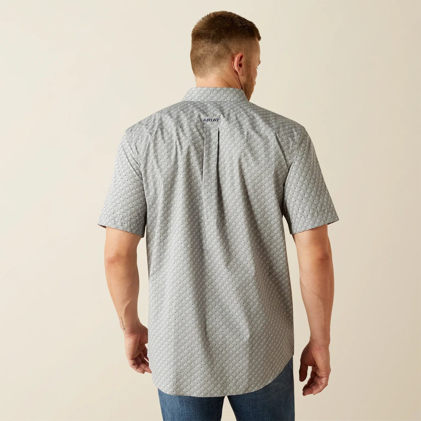 Ariat Mens Wrinkle Free Obert Short Sleeve Shirt - Grey