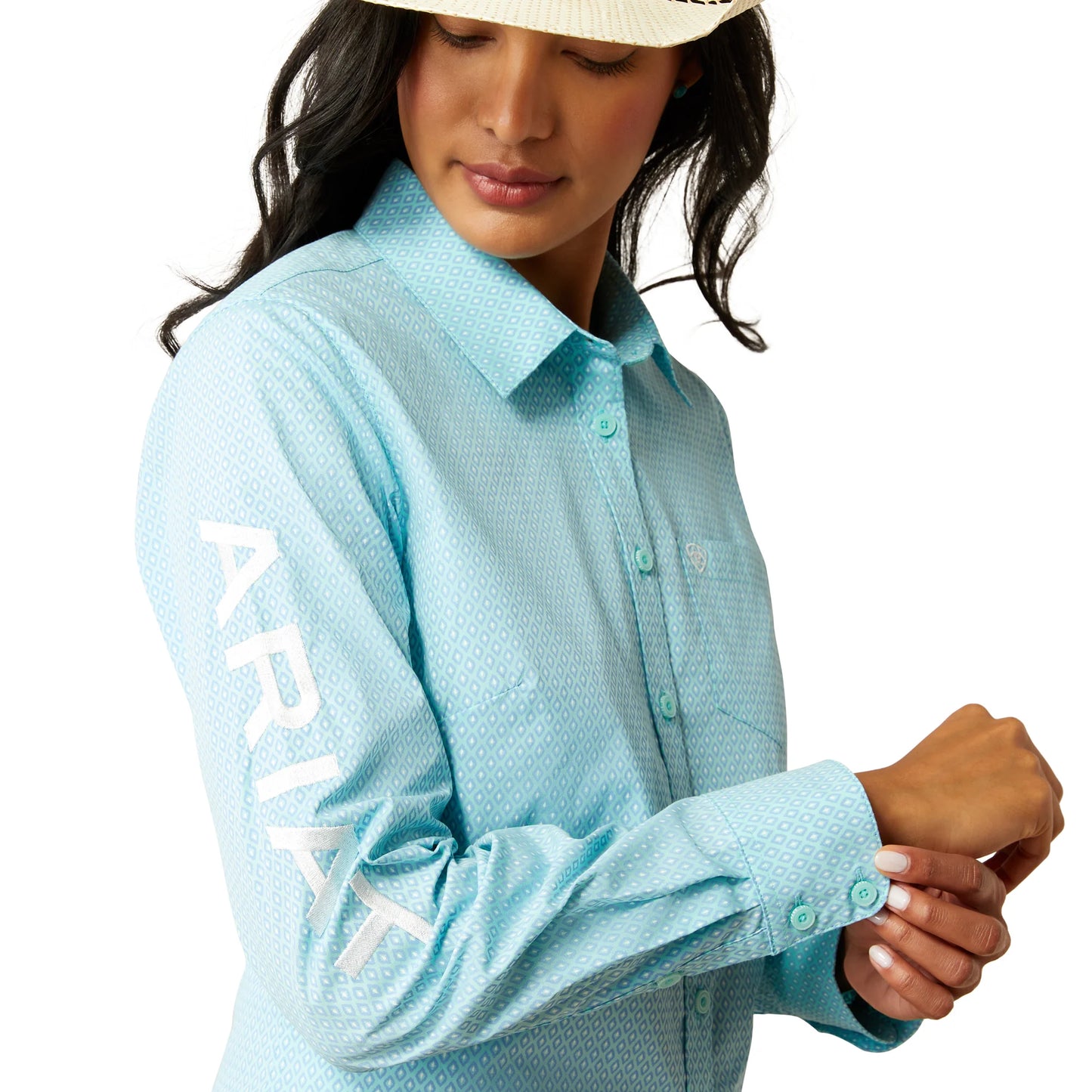 Ariat Womens Team Kirby Stretch Shirt - Aruba Blue