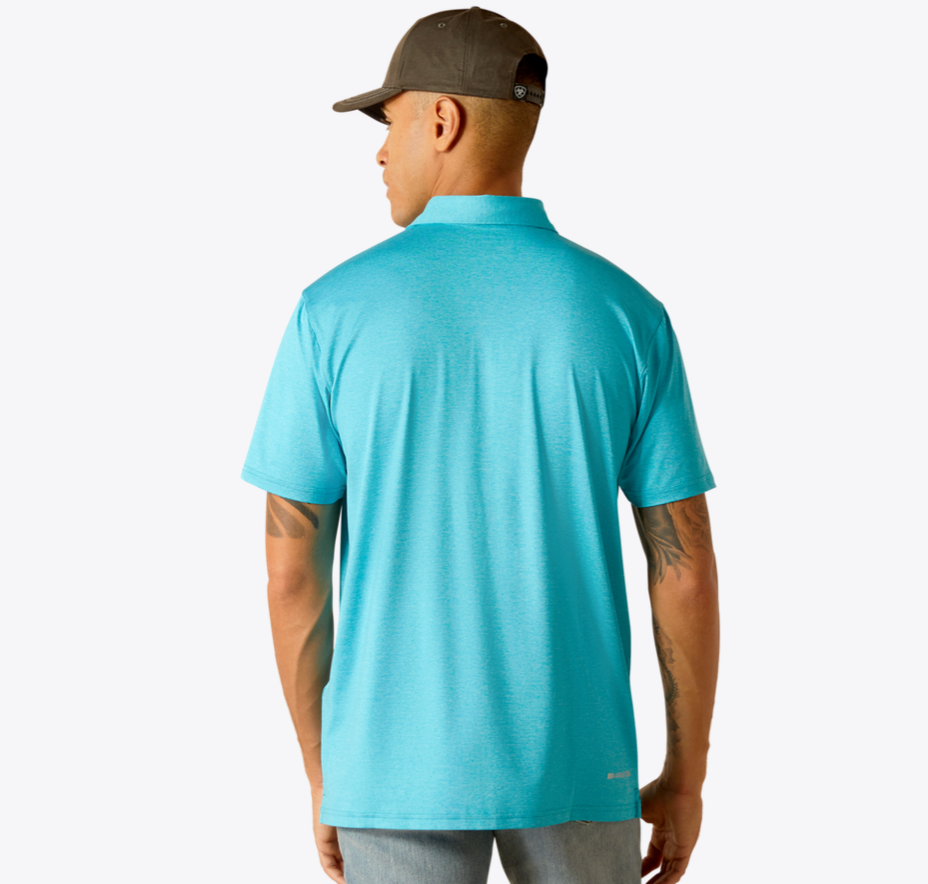 Ariat Mens Charger 2.0 Fitted Polo - Turquoise Reef