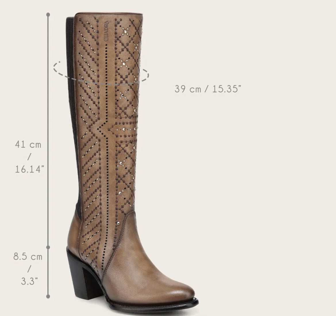 Cuadra Womens Sahara Tall Boot w/ Crystals - Arena Almond CC258