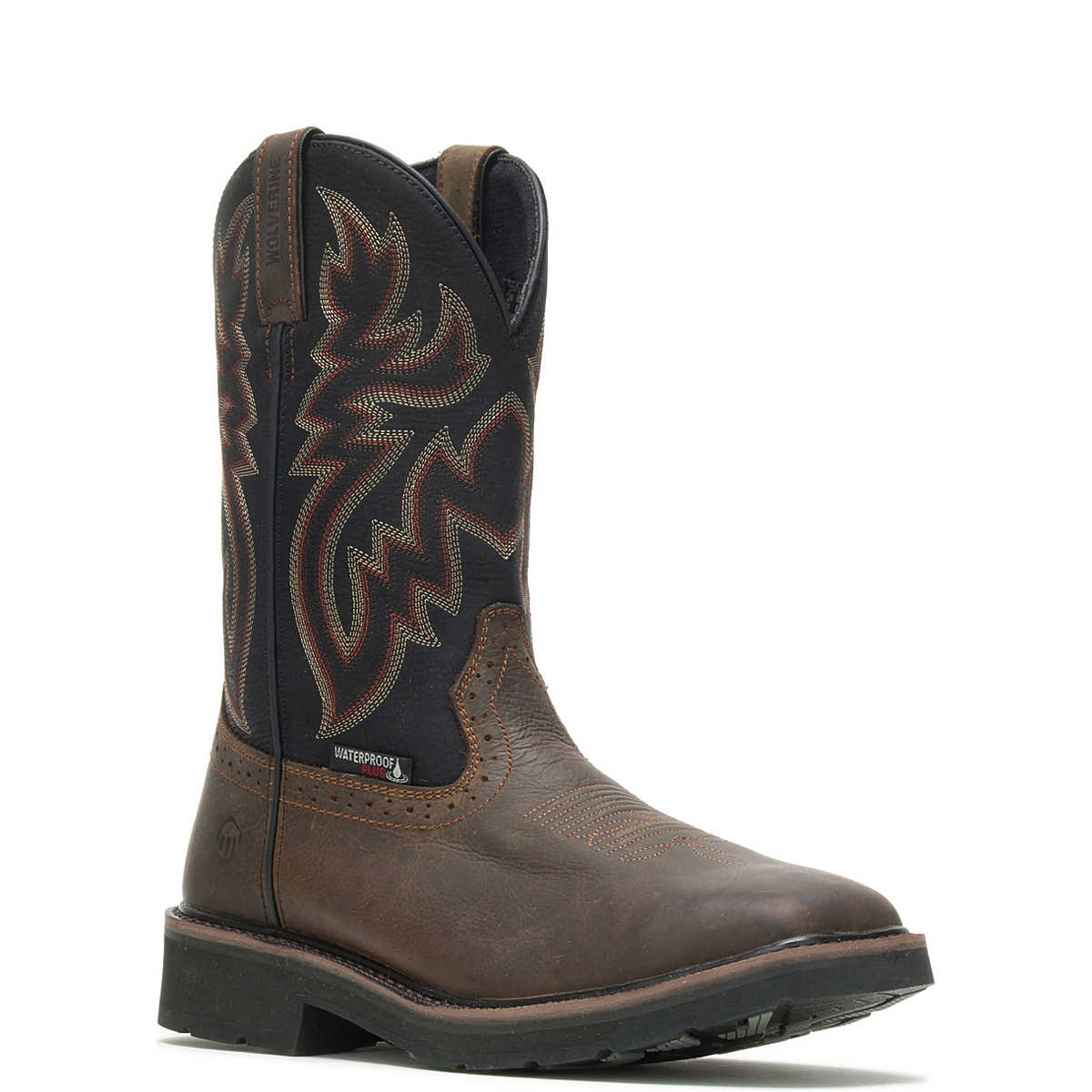 Wolverine Mens Rancher Waterproof Steel-Toe Wellington - Black/Brown