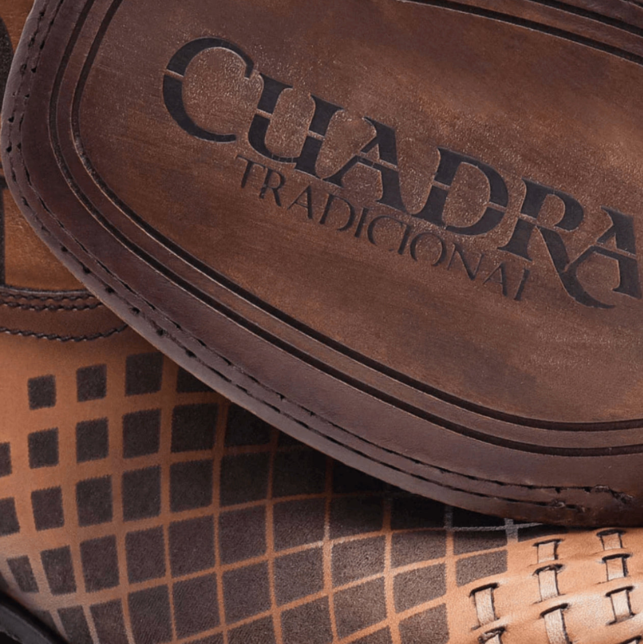 Cuadra Mens Engraved Woven Boot - Brown/Honey