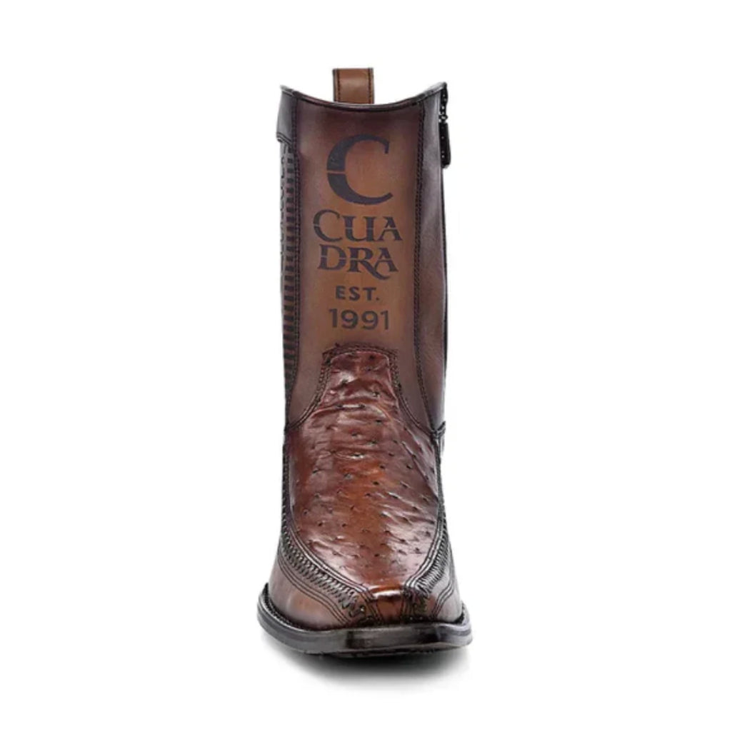 Cuadra Mens Ostrich Laser & Woven Low Shaft Boot - Chestnut Brown