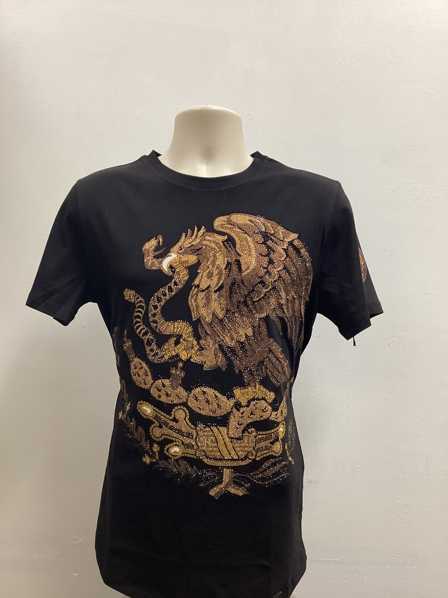 Mens Mexico Emblem Rhinestone Slim Fit TShirt