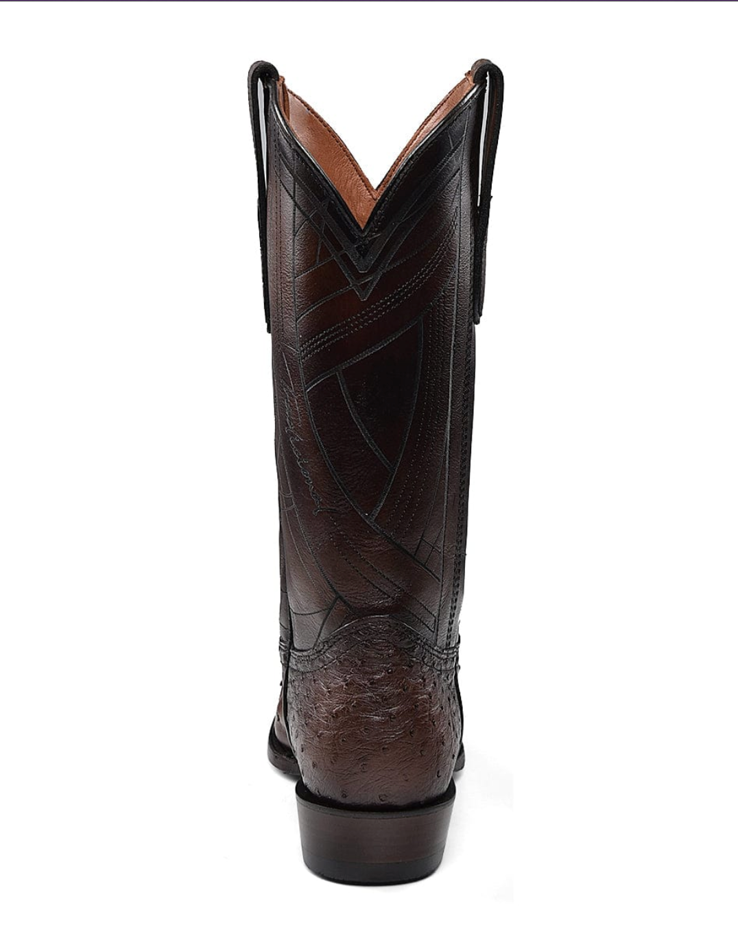 Cuadra Mens Ostrich Snip Toe Boot - Chocolate