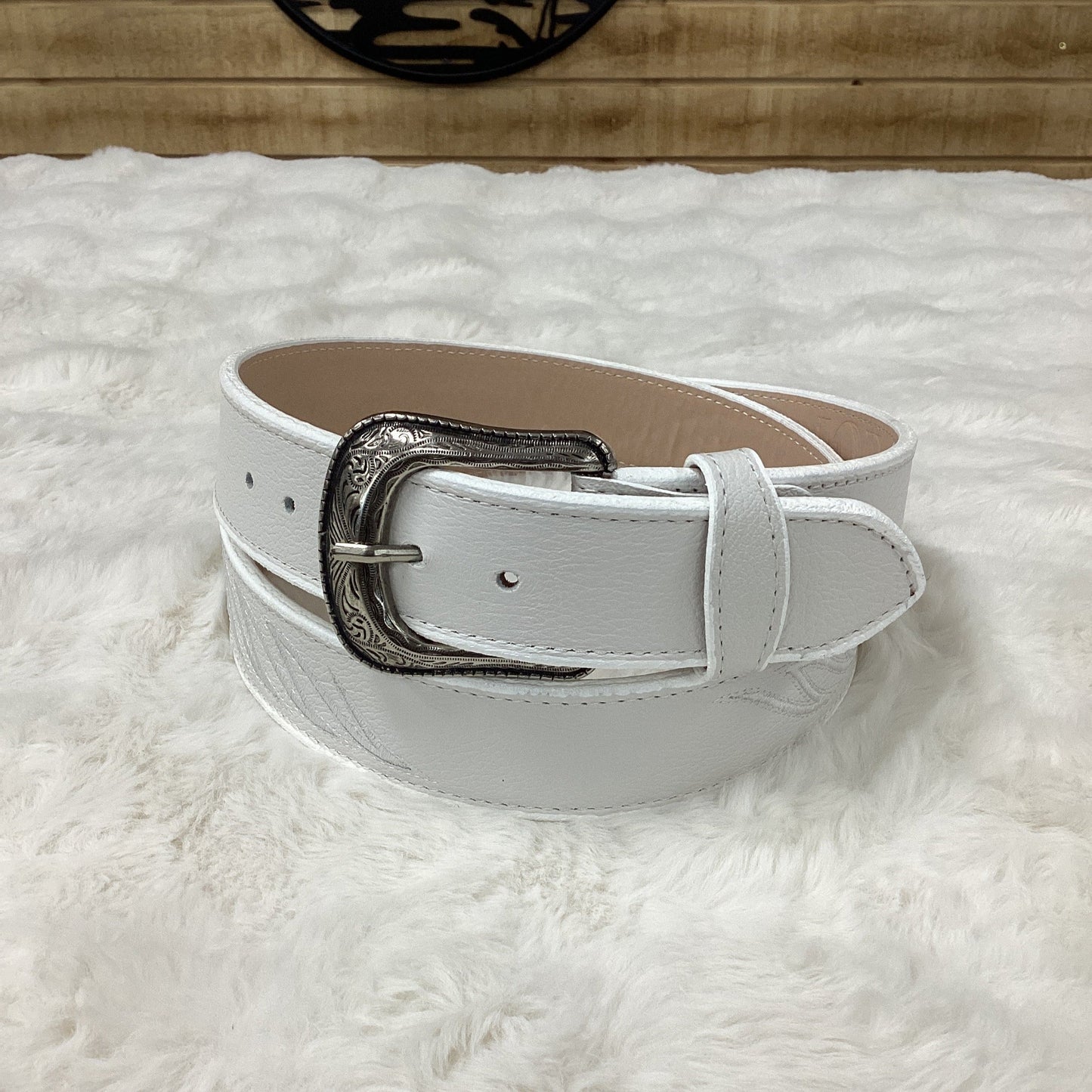 -Joe Unisex Leather Belt - White