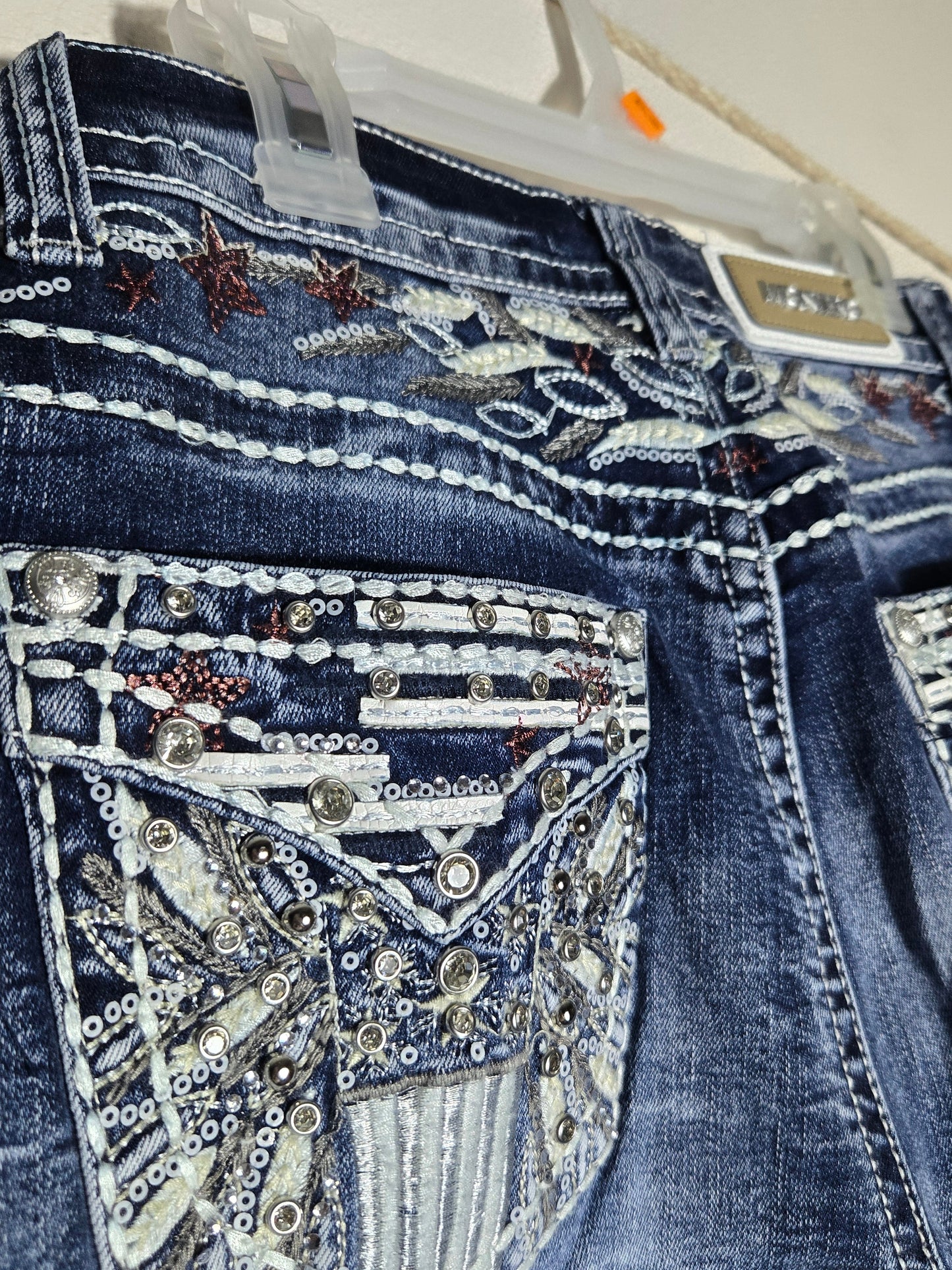 Montero Womens Star Embroidered Bootcut Jeans - Blue