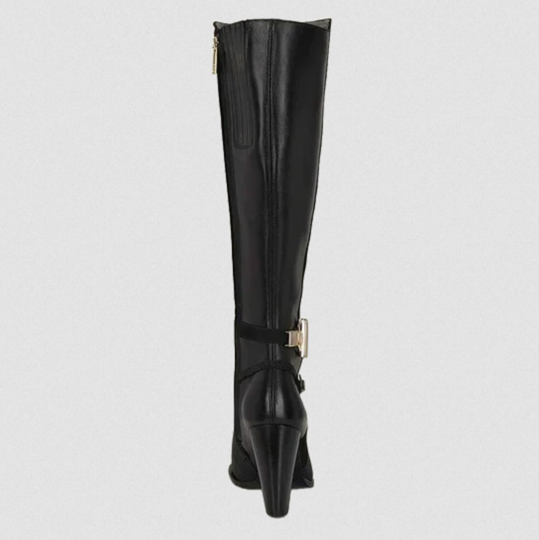 Franco Cuadra Womens Tall Stingray Zipper High Heel Boots - Black