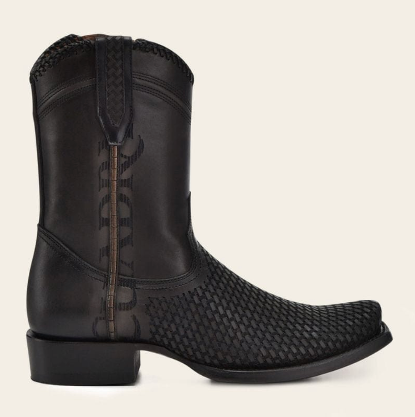 Cuadra Mens Urban Laser & Woven Low Shaft Boot - Black