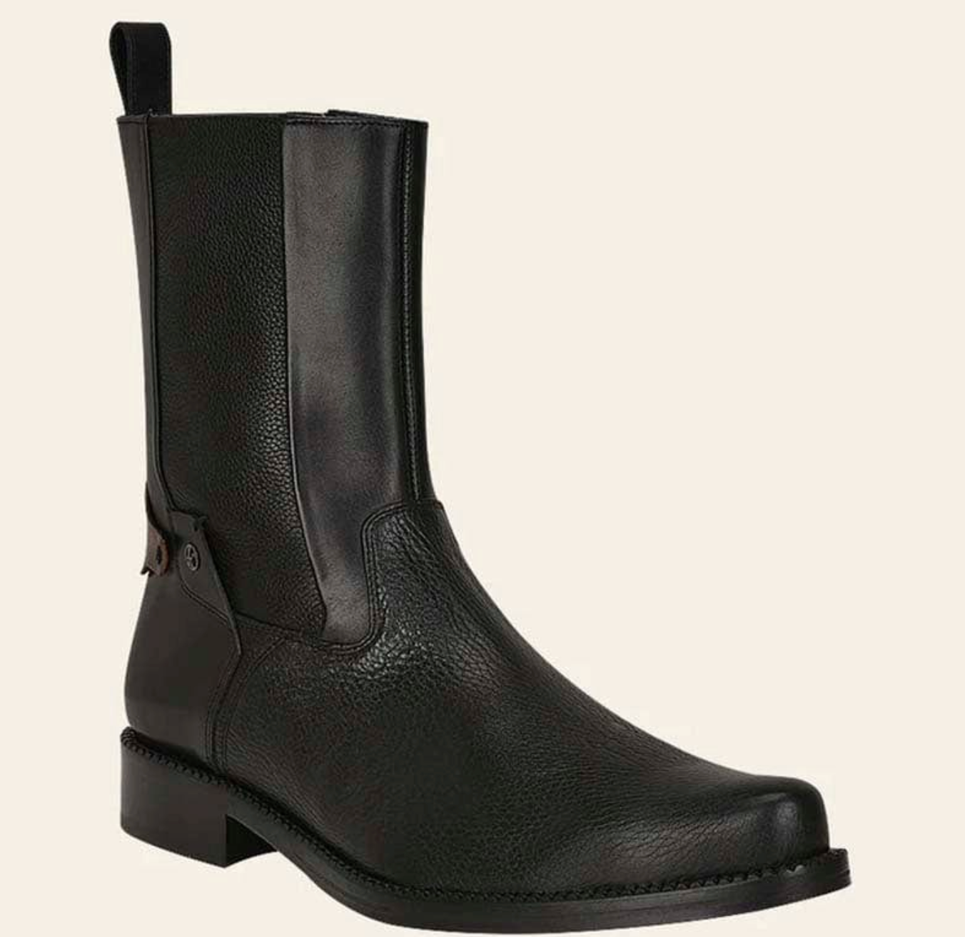 Franco Cuadra Mens Deer Ankle Boot w/ Zipper - Black