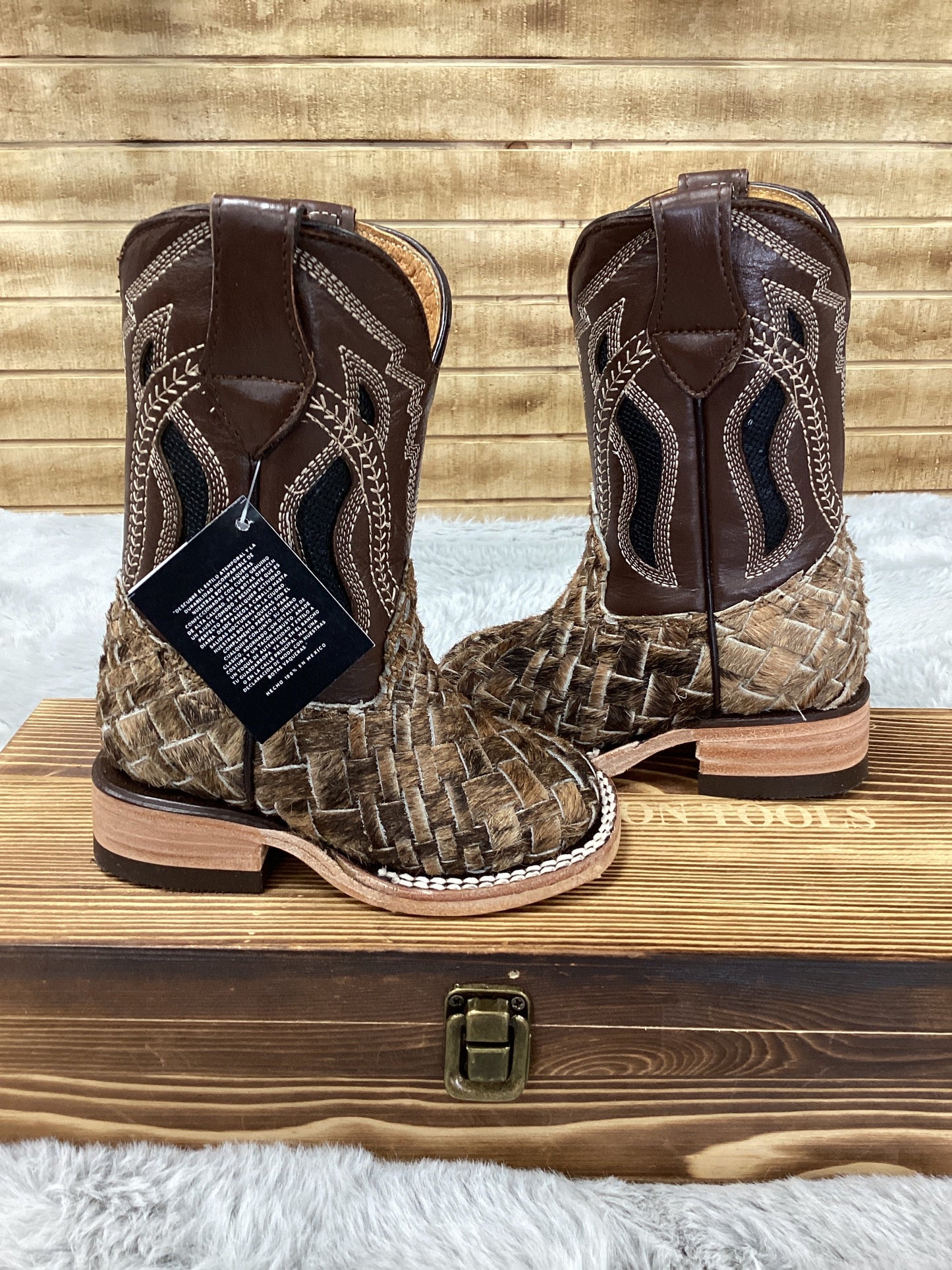 Rockem Kids Woven Cowhide Boots - Brown