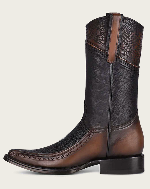 Cuadra Mens Engraved Stingray Boot - Black