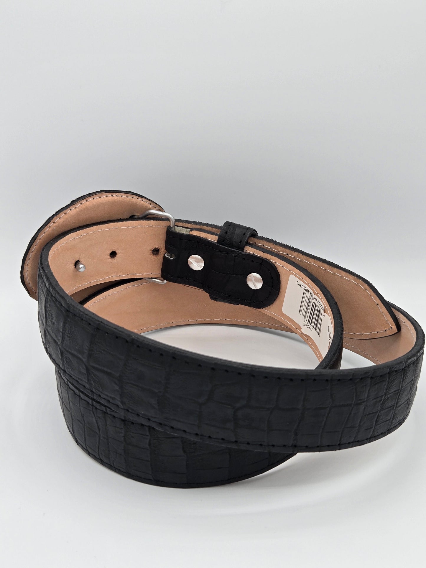 White Diamond Caiman Belly Print Belt