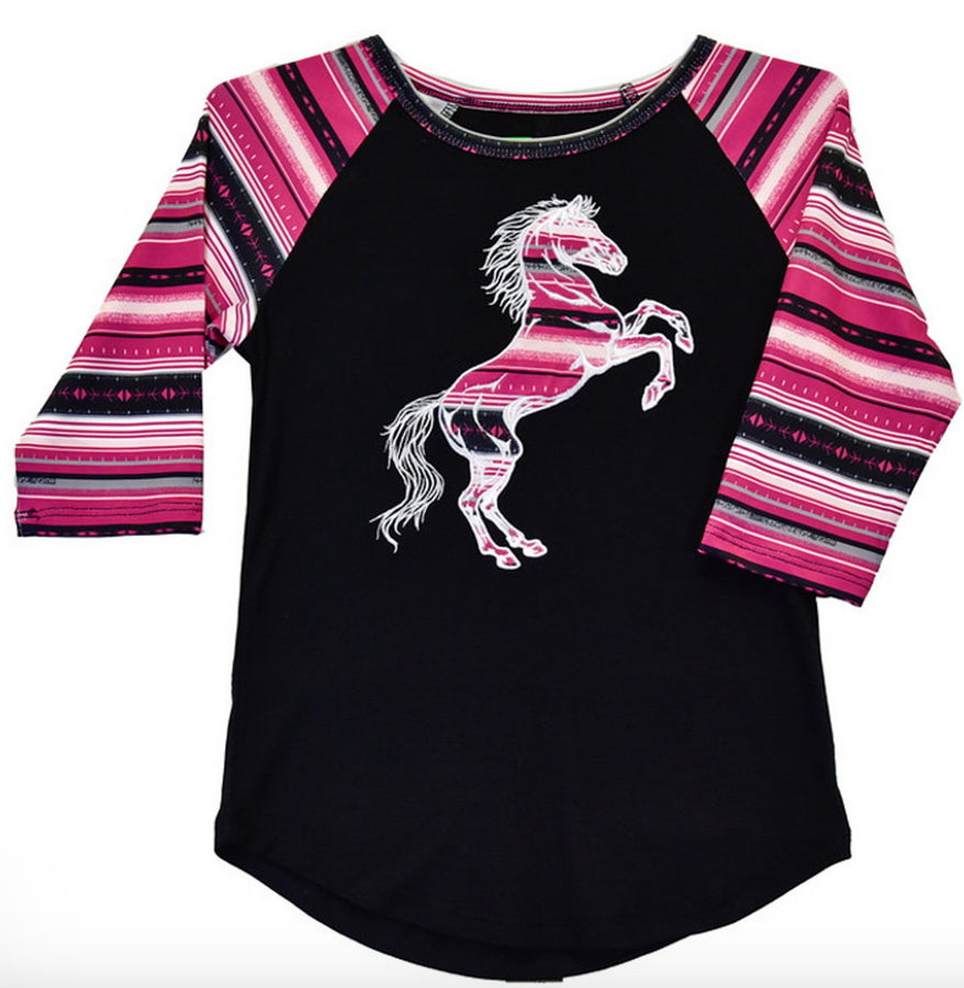 Cowgirl Hardware Serape Horse Crew Neck Raglan Shirt