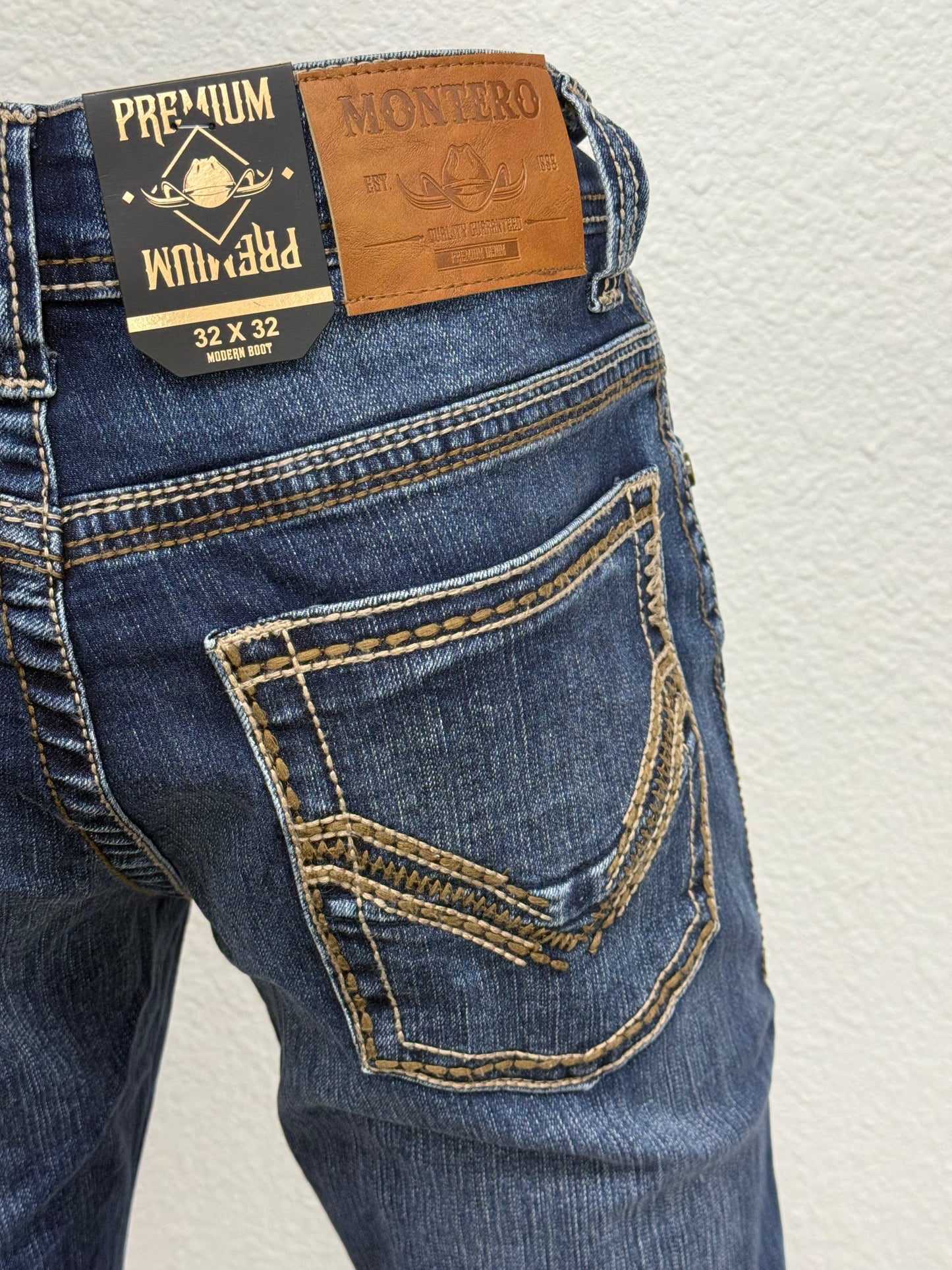 Montero Mens Modern Dark Blue Jeans 52288