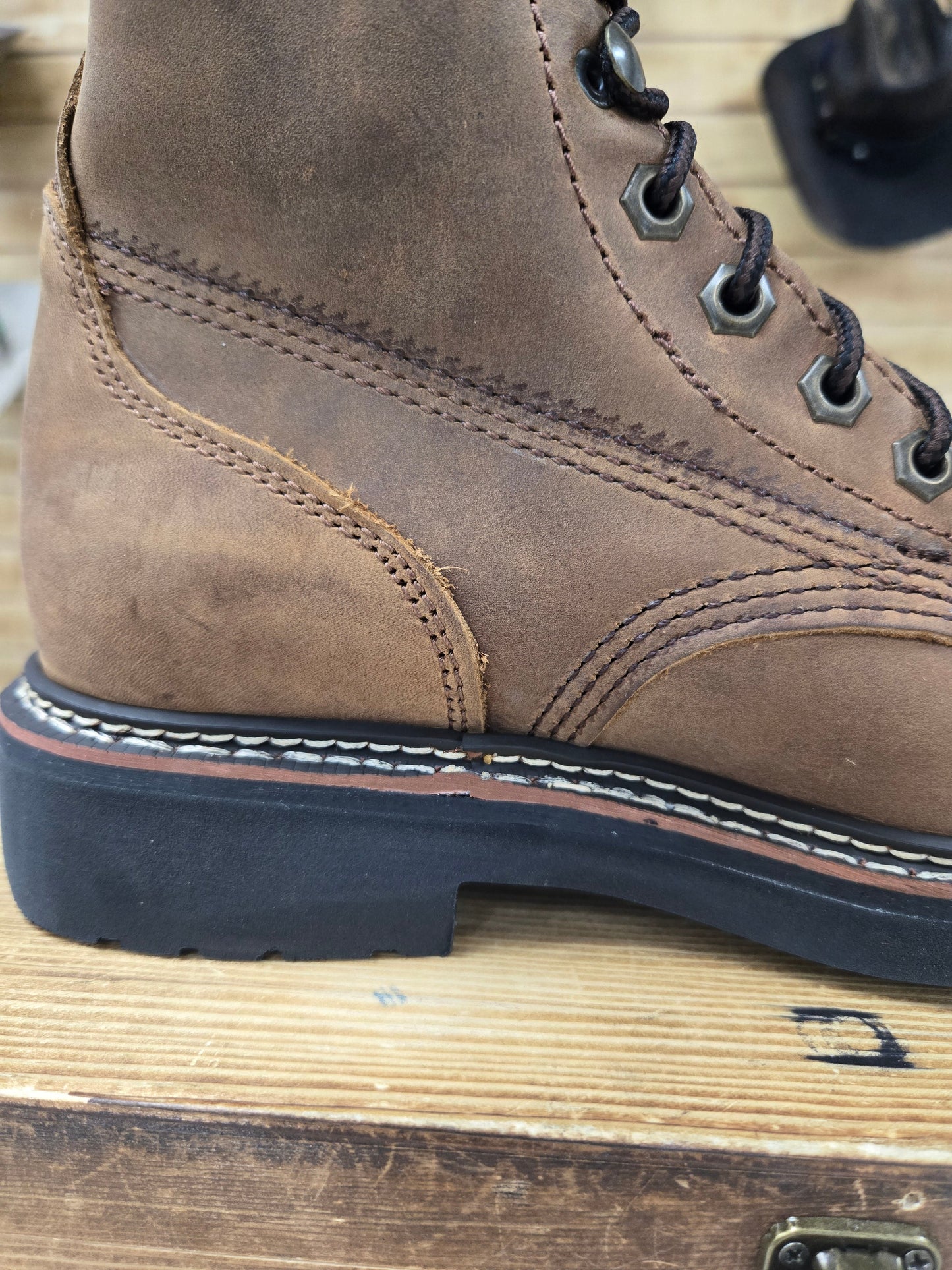 Bonanza Mens Rancher Classic 8β Lacer Work Boots - Crazy Brown
