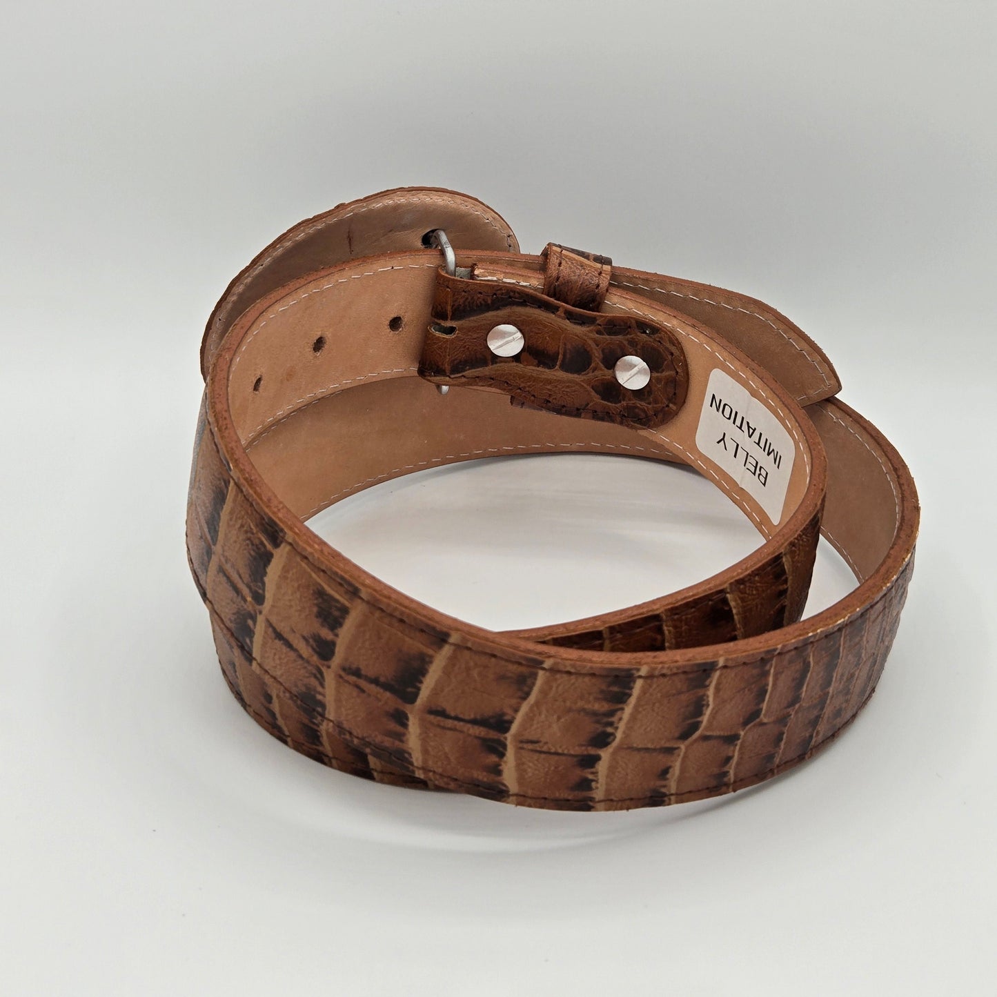 White Diamond Caiman Belly Print Belt